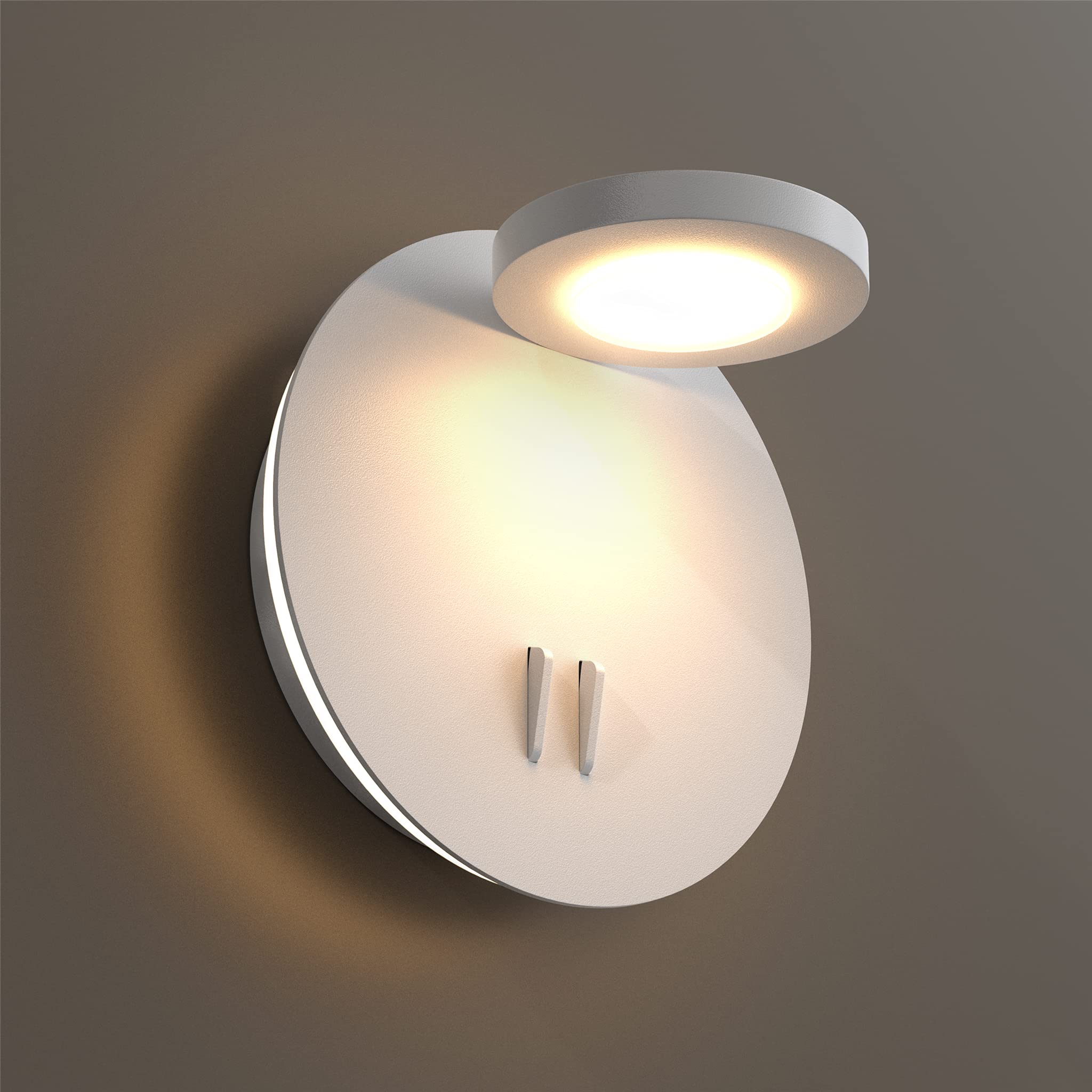 LEDMyplace 14W LED Wall Sconce - 3000K Warm White Indoor Bedroom Light, 558 Lumens, 120V, High CRI, White Acrylic Shade, Sand White Finish - Perfect for Hallway, Living Room & Bedroom Lighting