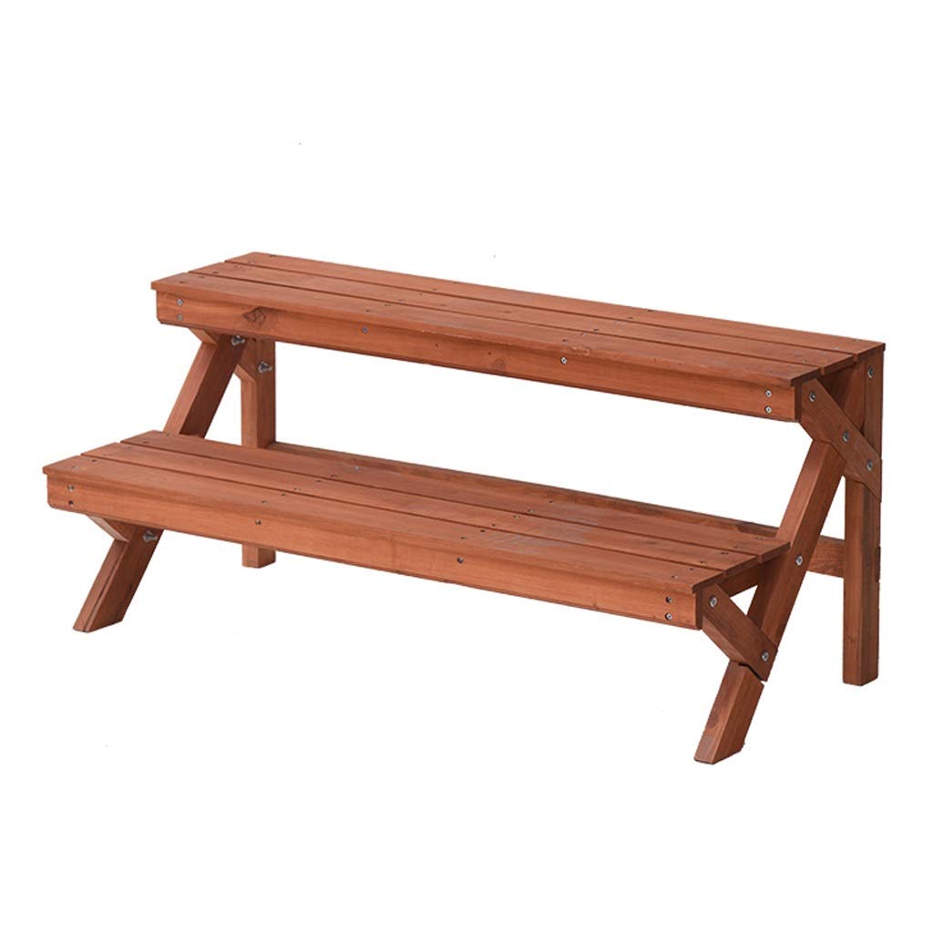 2-Tier Wooden Flower Stand Shelf - 88x37x40cm Indoor/Outdoor Plant Display Rack for Garden, Balcony, Living Room | Perfect for Flower Pots, Storage & Home Decor | CHENGYI