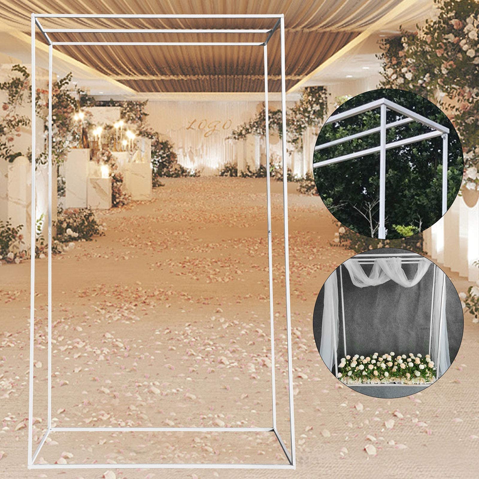 9.18ft Metal Wedding Arch Frame with Bases - Round/Square Flower Stand for Garden, Ceremony, Birthday & Graduation | Sturdy Backdrop for Outdoor Weddings, Party Decor & Photo Shoots