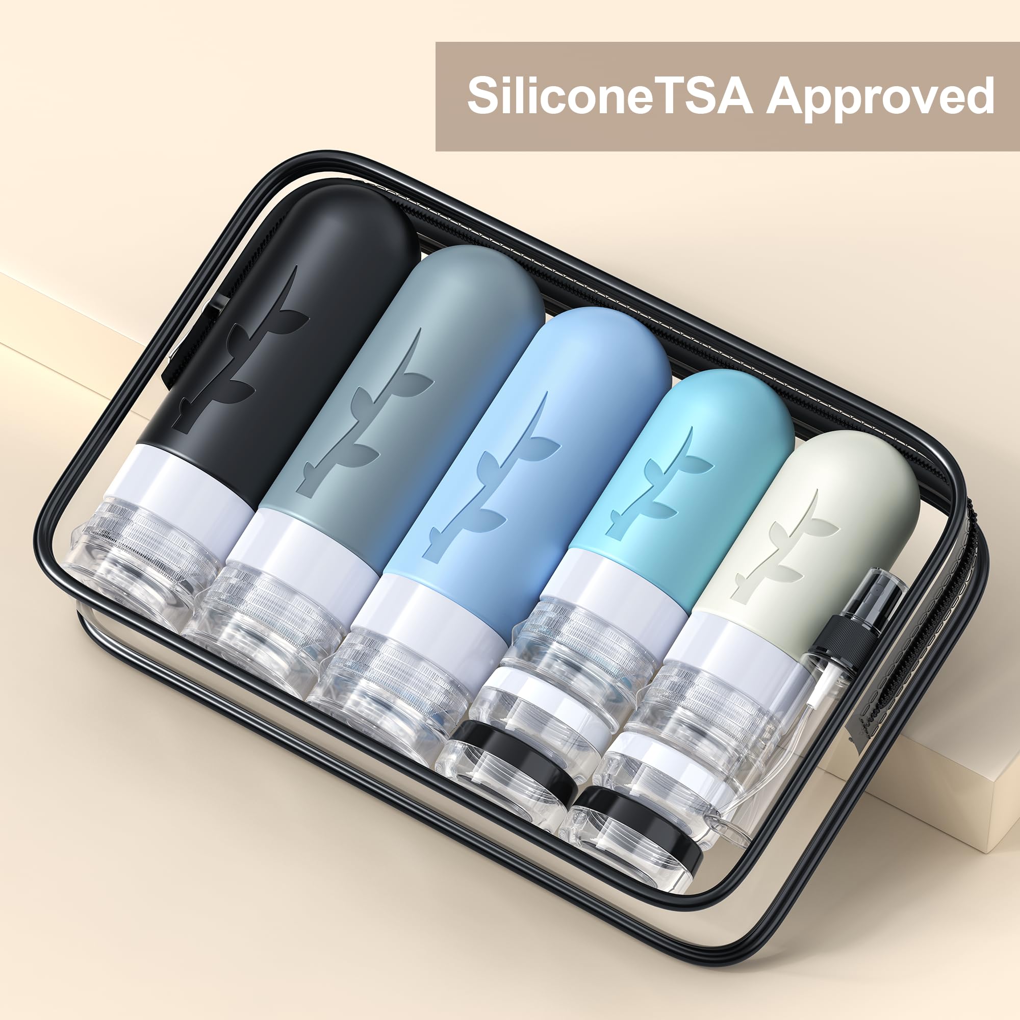 19-Pack TSA Approved Silicone Travel Bottles for Toiletries - Leakproof & Refillable Travel-Size Containers Set - Perfect for Airplane Carry-On, Gym, Camping & Vacation Essentials