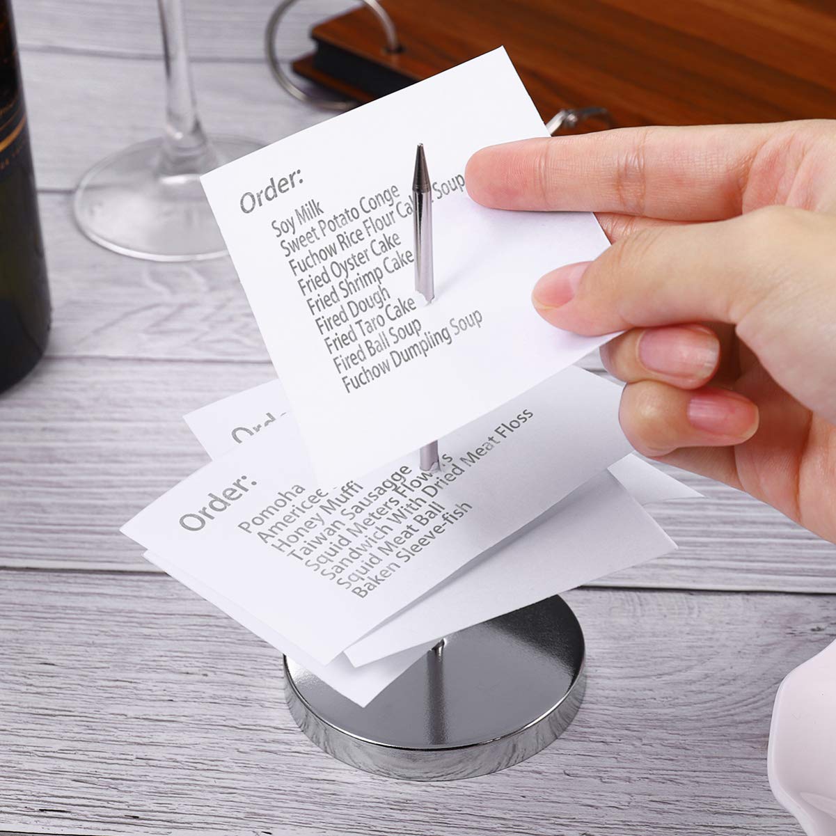 NUOBESTY Stainless Steel Receipt Holder - 3 Pack Silver Desk Organizer for Bills, Checks & Receipts | Perfect for Office, Restaurant, Retail & Home Organization