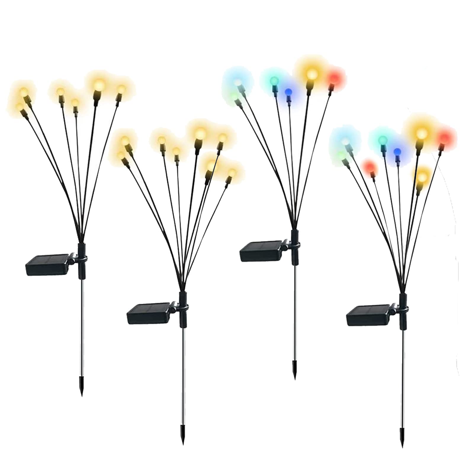 Solar Powered Firefly Lights Outdoor Waterproof - 6/8 Starburst Swaying Garden Lights with Wind-Activated Motion, Decorative Solar String Lights (8 Colorful Bulbs) - Perfect for Backyard, Patio, Pathway and Landscape Lighting