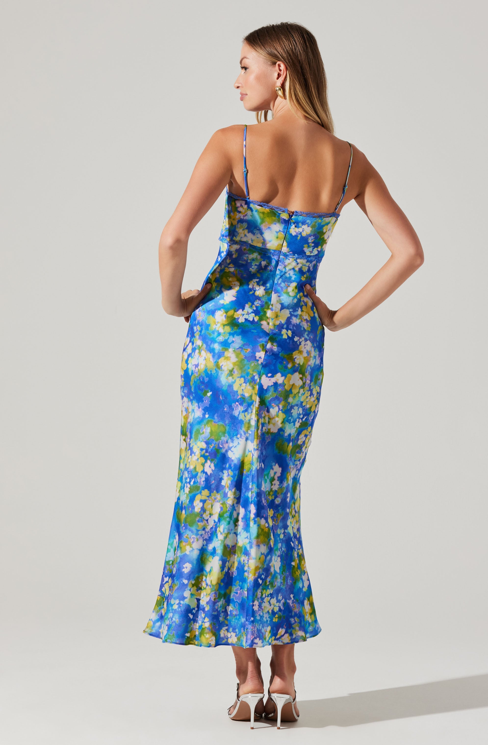 Florianne Floral Print Satin Maxi Dress for Women - Elegant Long Evening Gown for Weddings, Parties & Special Occasions