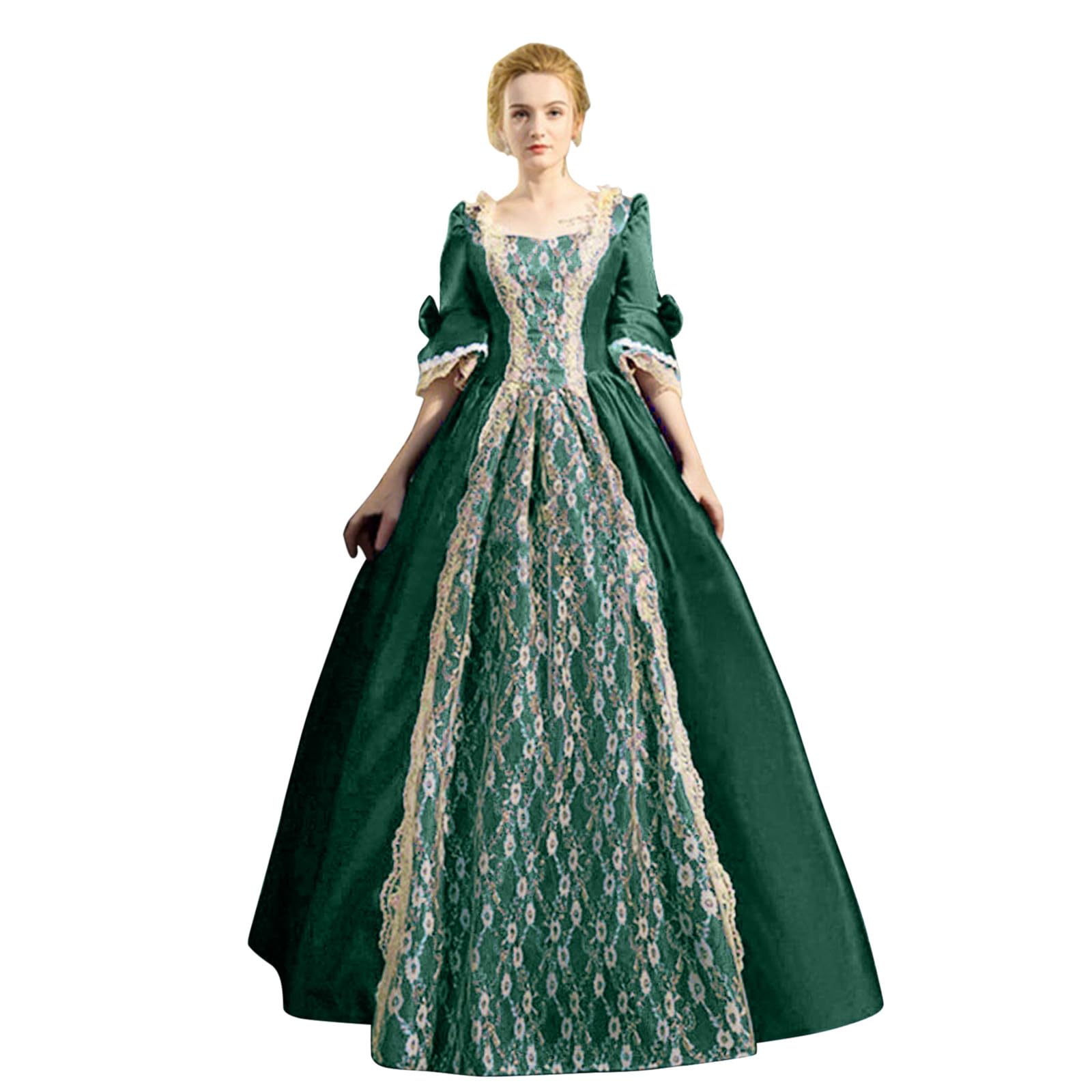 Victorian Renaissance Dress for Women - 18th Century Rococo Ball Gown with Flared Sleeves | Elegant Medieval Costume for Masquerade Balls, Historical Reenactments & Themed Parties