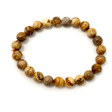 Natural Picture Jasper Beaded Bracelet for Women - Healing Stone Jewelry for Meditation, Yoga & Positive Energy