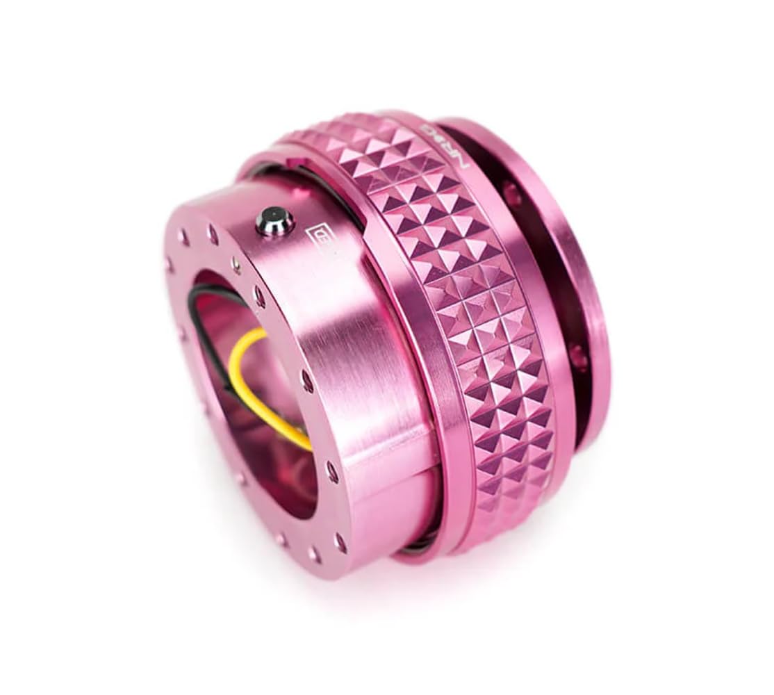 NRG Innovations NRG-SRK-210PK-PK Gen 2.1 Quick Release Steering Wheel Adapter Kit - Pink Body with Pink Pyramid Ring | Compatible with Racing Simulators, Drift Cars & Custom Builds