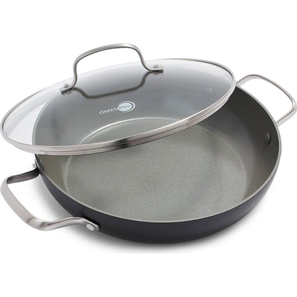 GreenPan Chatham 11-Inch Non-Toxic Ceramic Nonstick Frying Pan - PFAS-Free, Oven & Dishwasher Safe, Gray - Perfect for Healthy Cooking, Sautéing & Everyday Meals