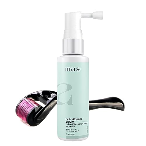 GHC Hair Growth Combo Set - 60ml Hair Vitalizer Serum & 0.5mm Derma Roller for Thicker Hair | Reduces Hair Loss, Stimulates Follicles & Nourishes Scalp | Perfect for Thinning Hair & Receding Hairline Treatment at Home