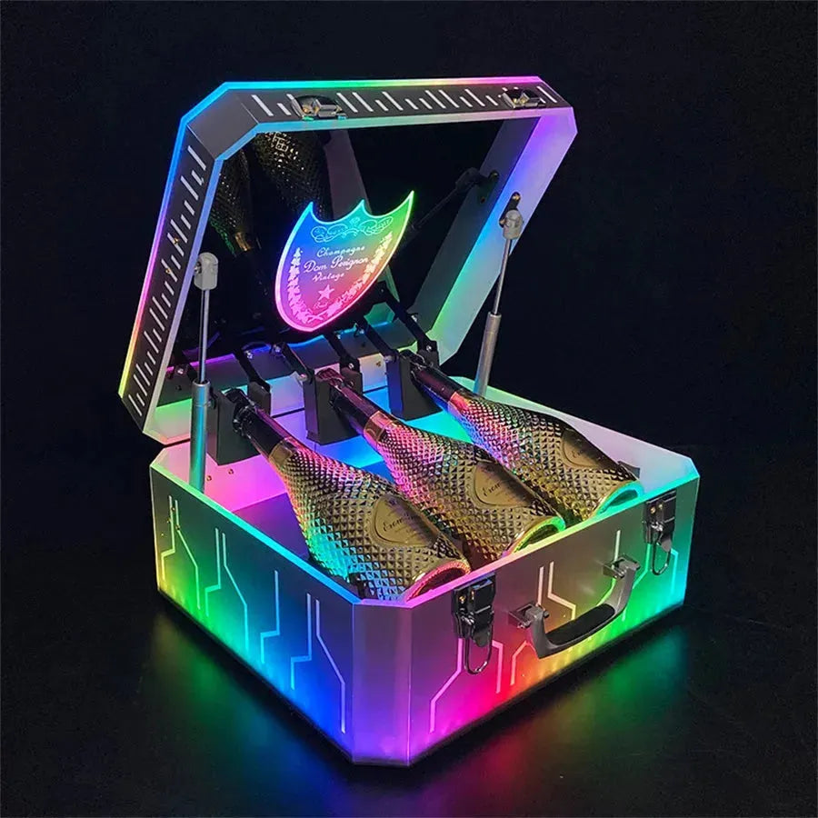 Custom Engraved Ace of Spade LED Champagne Bottle Display Case - Luxury Wine Presenter Box with Logo for VIP Gifts (3/5 Pack) - Perfect for Nightclubs, Weddings & Corporate Events