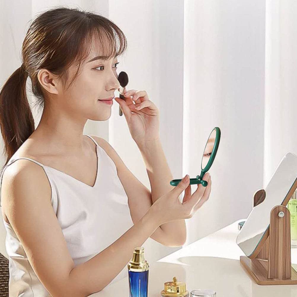 2PCS Folding Desktop Makeup Mirror - Small Double-Sided Portable Cosmetic Mirror with LED Lights for Home & Travel | Perfect for Vanity, Dressing Table, and On-the-Go Touch Ups