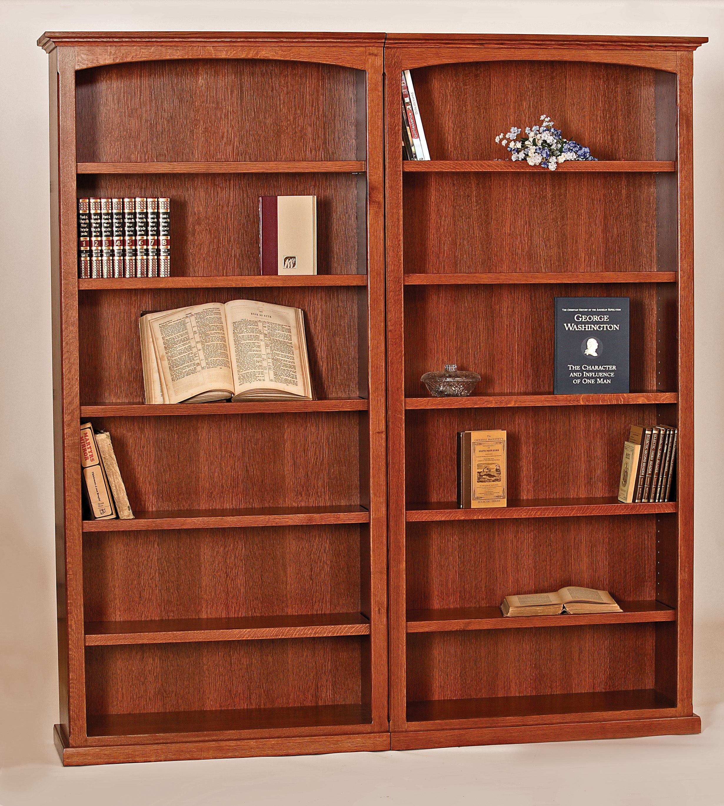 Amish Open Bookcase 18 Inch Wide - Solid Wood Bookshelf for Living Room, Bedroom & Office Storage