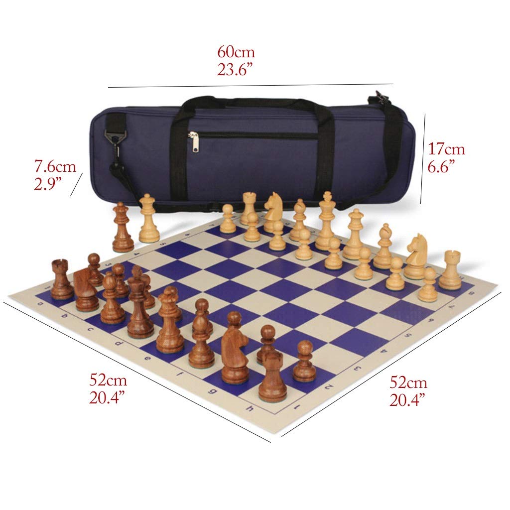 WPBOY Professional Tournament Chess Set - Solid Wood Chess Pieces with Leather Chess Board & Travel Backpack - Portable for Travel, Office, and Home Games (Black)