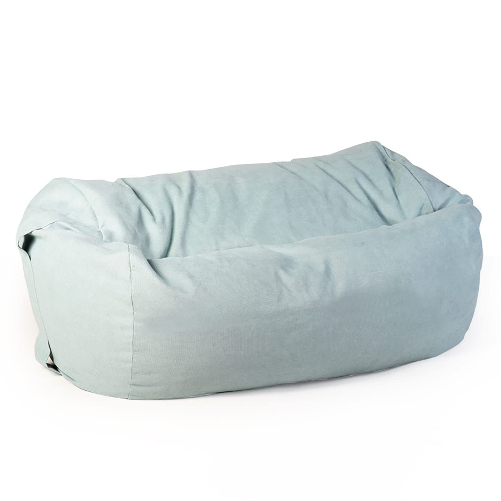 HWOEK Velvet Bean Bag Chair Cover Only (No Filler) - Soft Washable Giant Bean Bag Slipcover 130X100cm Ice Blue for Living Room, Bedroom, Dorm & Game Room Relaxation