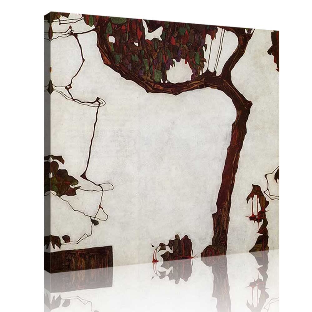 Egon Schiele Autumn Tree with Fuchsias Framed Canvas Wall Art - 28x28 Inch (70x70cm) Ready to Hang Abstract Painting for Farmhouse, Living Room, Kitchen & Bedroom Decor | Perfect for Home, Office & Gift Giving