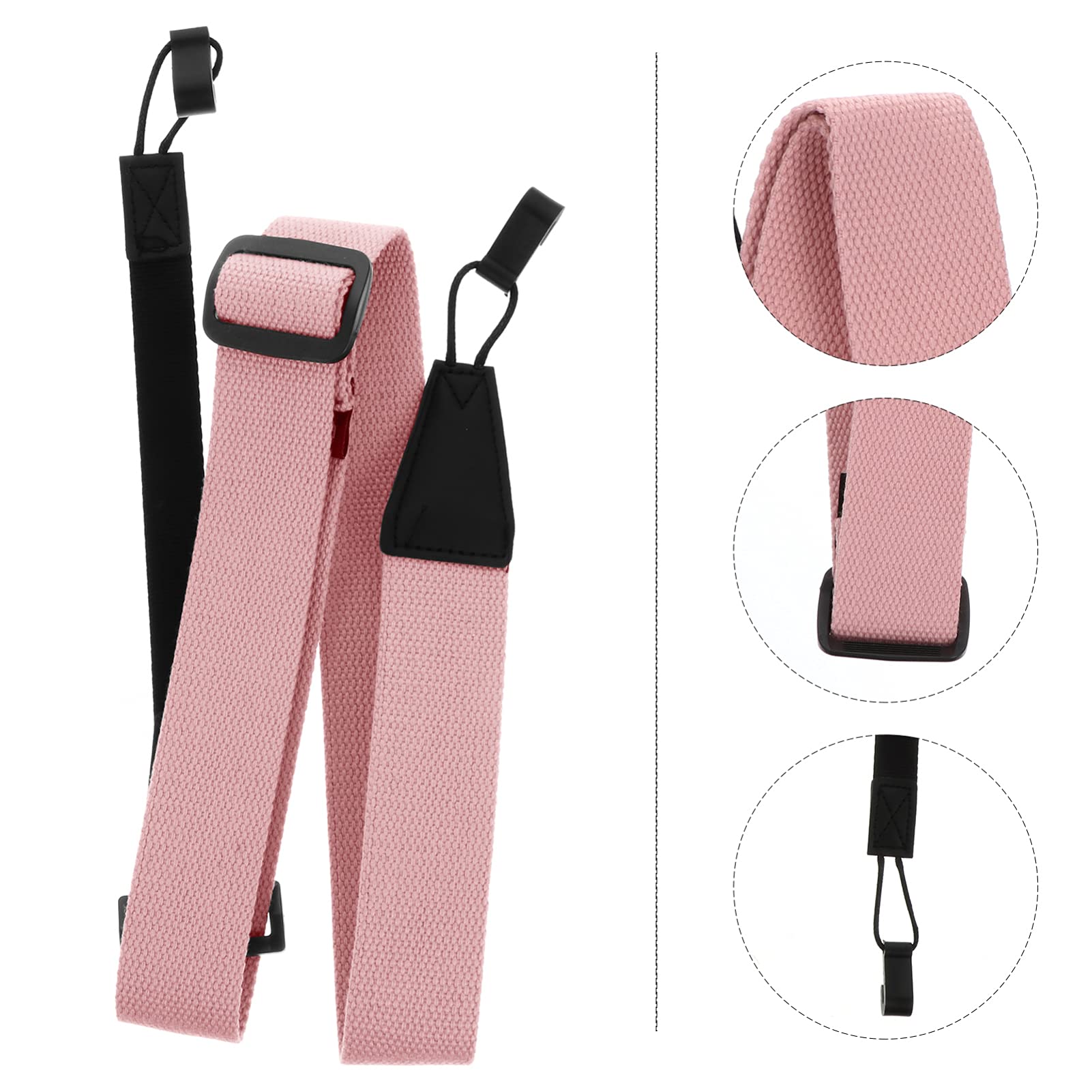 No-Drill Clip-On Adjustable Ukulele Strap - Soft Nylon Hawaiian Guitar Neck Strap for Soprano, Concert & Tenor Ukuleles - Comfortable Shoulder Strap for Kids & Adults (Pink) - Perfect for Live Performances, Practice & Travel