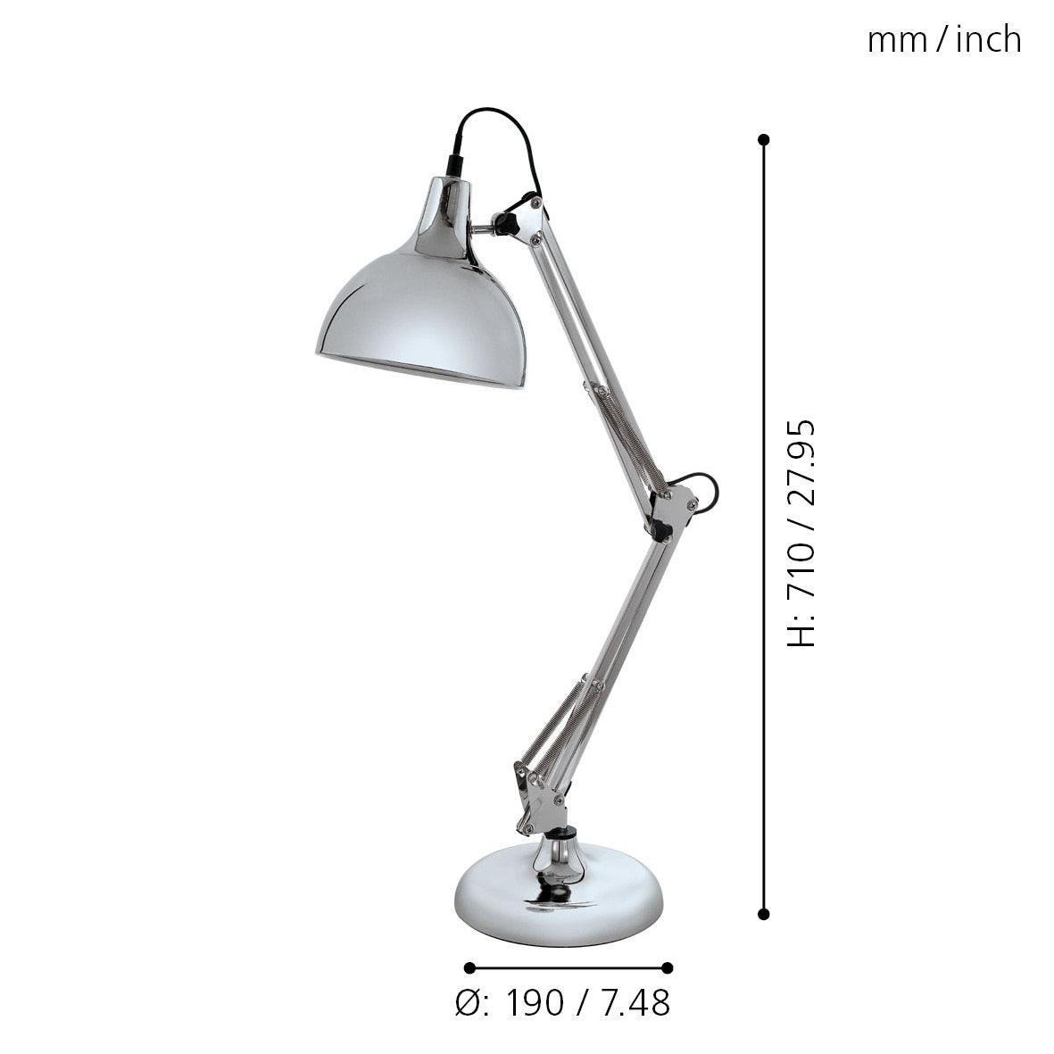 Eglo Borgillio Silver Adjustable Desk Lamp - Modern LED Task Light for Home Office, Study & Reading - Dimmable Work Lamp with Flexible Gooseneck