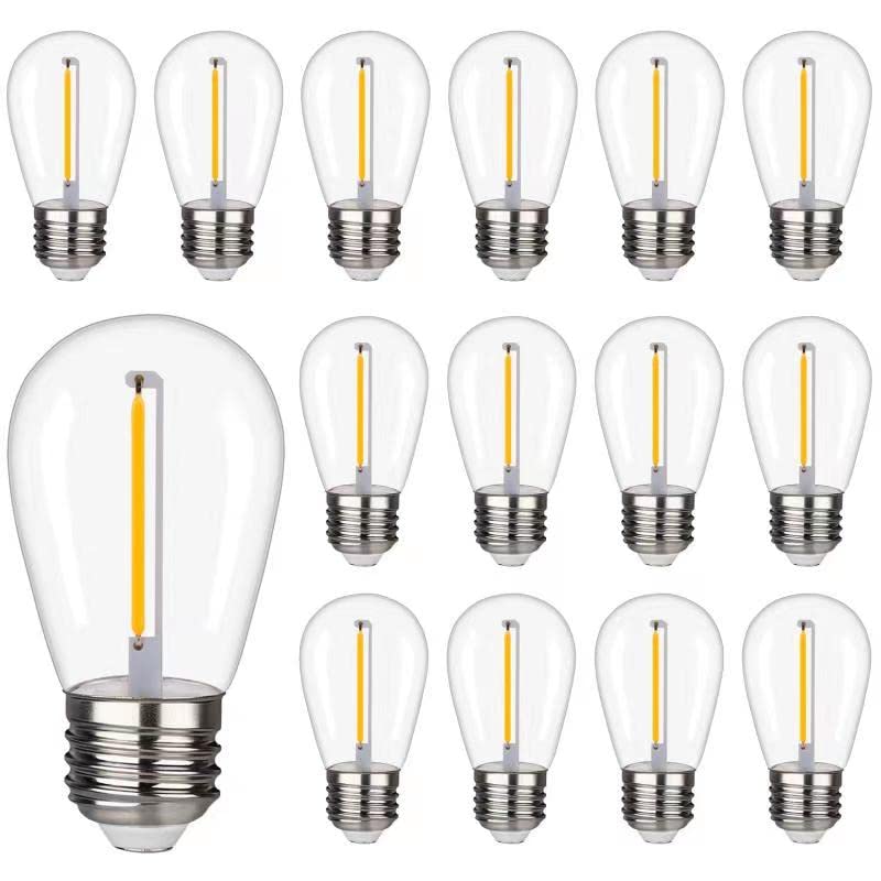 Shatterproof LED String Lights - Waterproof Outdoor Fairy Lights, Warm White 2200K, 70LM Brightness, E26 Base (15 Pack) - Perfect for Patio, Garden, Wedding & Christmas Decorations