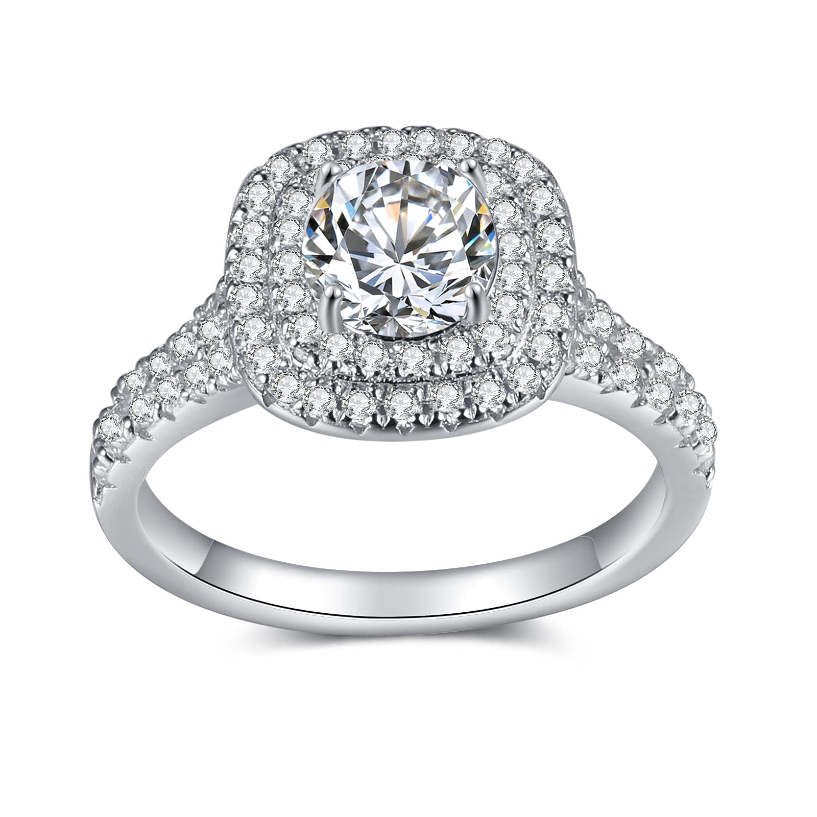 Lorajewel Sterling Silver Wedding Rings for Women - Moissanite Diamond Engagement Ring, Anniversary Promise Rings for Her - Perfect for Proposals, Anniversaries & Romantic Gifts (I Love You Jewelry)