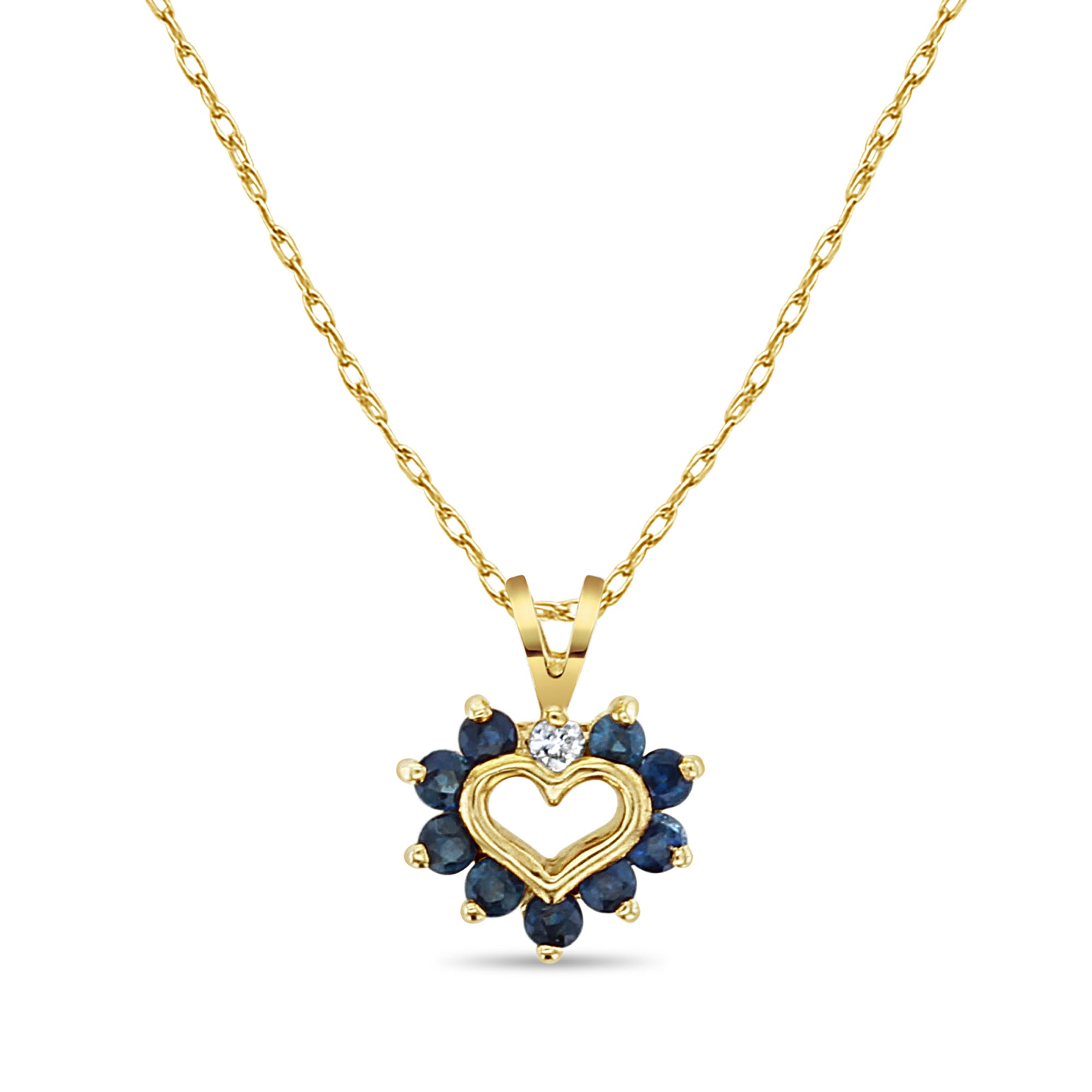 10k Yellow Gold Heart Shaped Sapphire Necklace for Women - Elegant Valentine's Day Gift, Anniversary Jewelry & Romantic Date Night Accessory