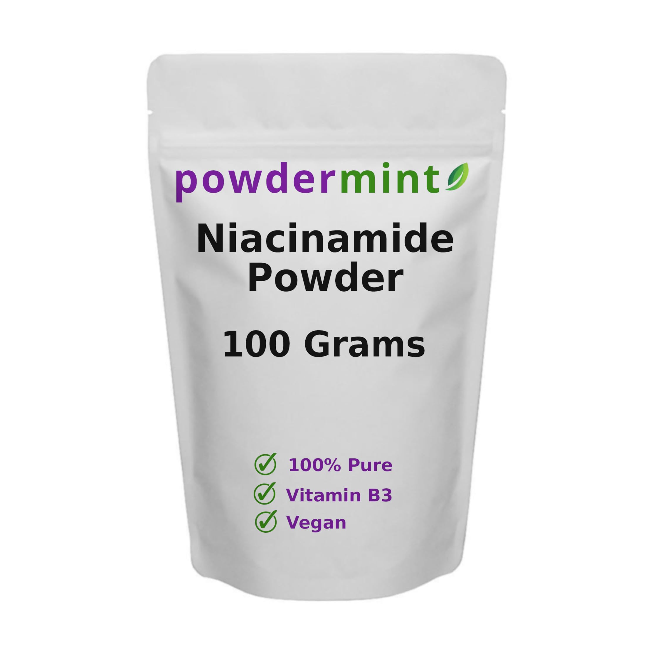 Pure Niacinamide Powder (Vitamin B3) 500mg - 100% Flush-Free Niacin Supplement for Skin & Hair (100g) - Supports Glowing Complexion & Healthy Scalp | Ideal for DIY Serums, Face Masks & Hair Treatments
