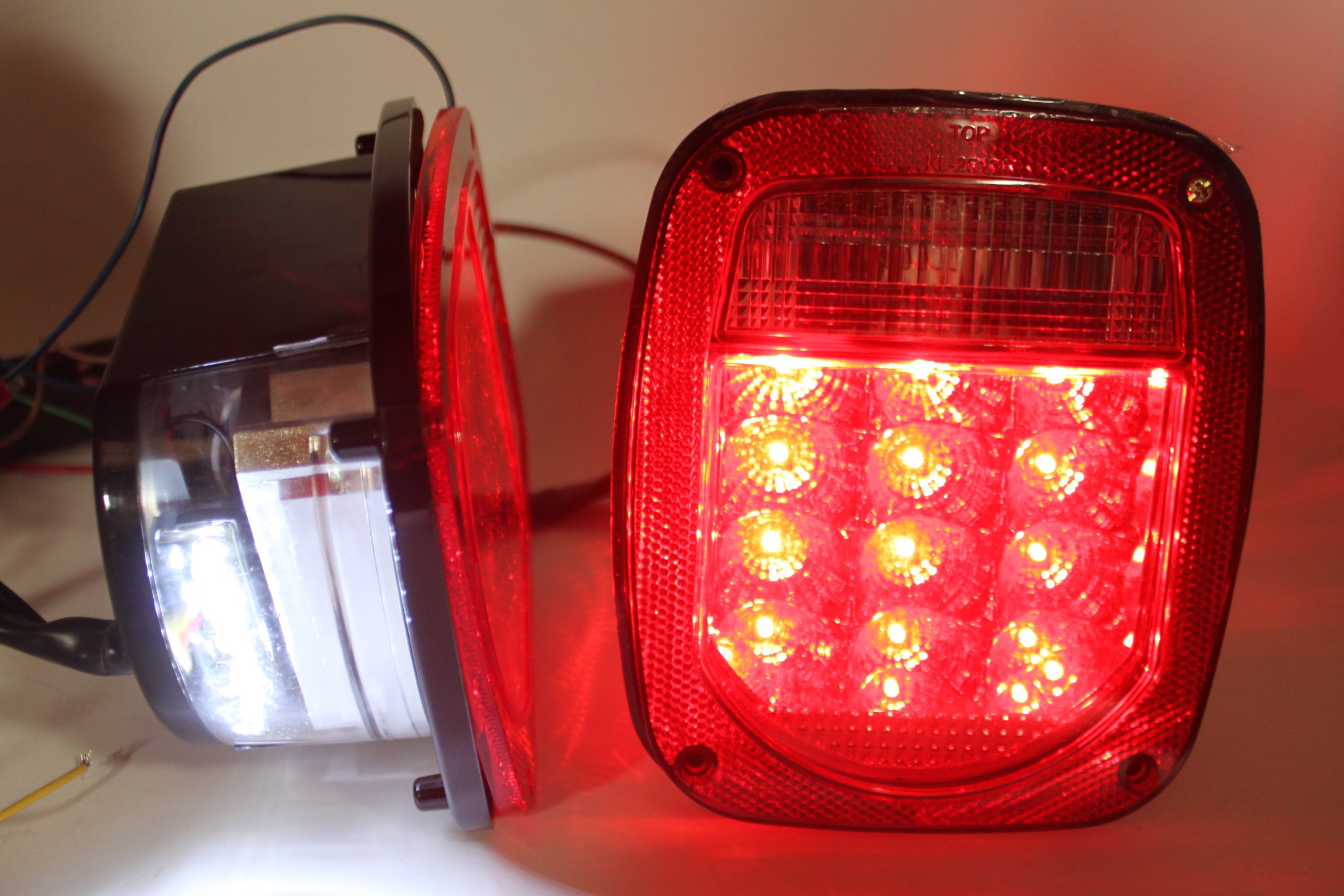 Red LED Trailer Boat Truck Lights - Stop Turn Tail Lights for TJ CJ YJ JK Models - Stud Mount Installation - Perfect for Off-Roading, Marine & RV Lighting