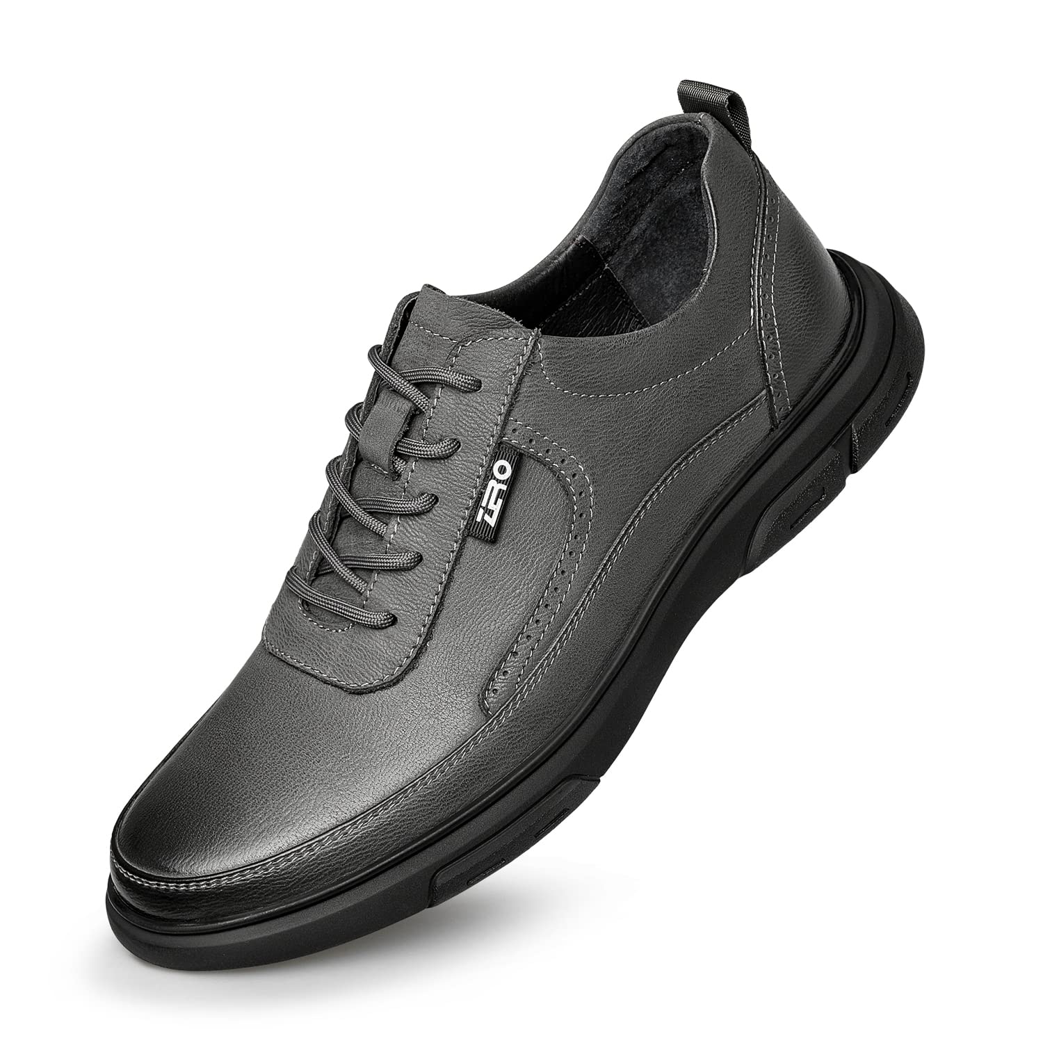 ZRO Men's Leather Work Shoes - Comfortable Casual Khaki Safety Shoes for Men (Model 22) - Ideal for Construction, Warehouse & Outdoor Jobs