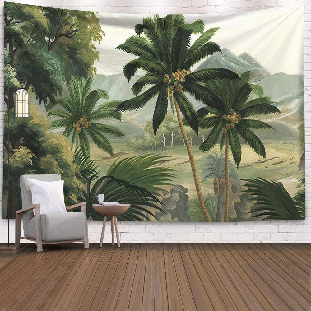Tropical Plant Printed Tapestry Wall Hanging - 200x150cm Nordic Style Fabric Wall Art for Living Room, Bedroom & Dorm Decor | Perfect for Boho Home Aesthetic, Photo Backdrops & Festival Decorations