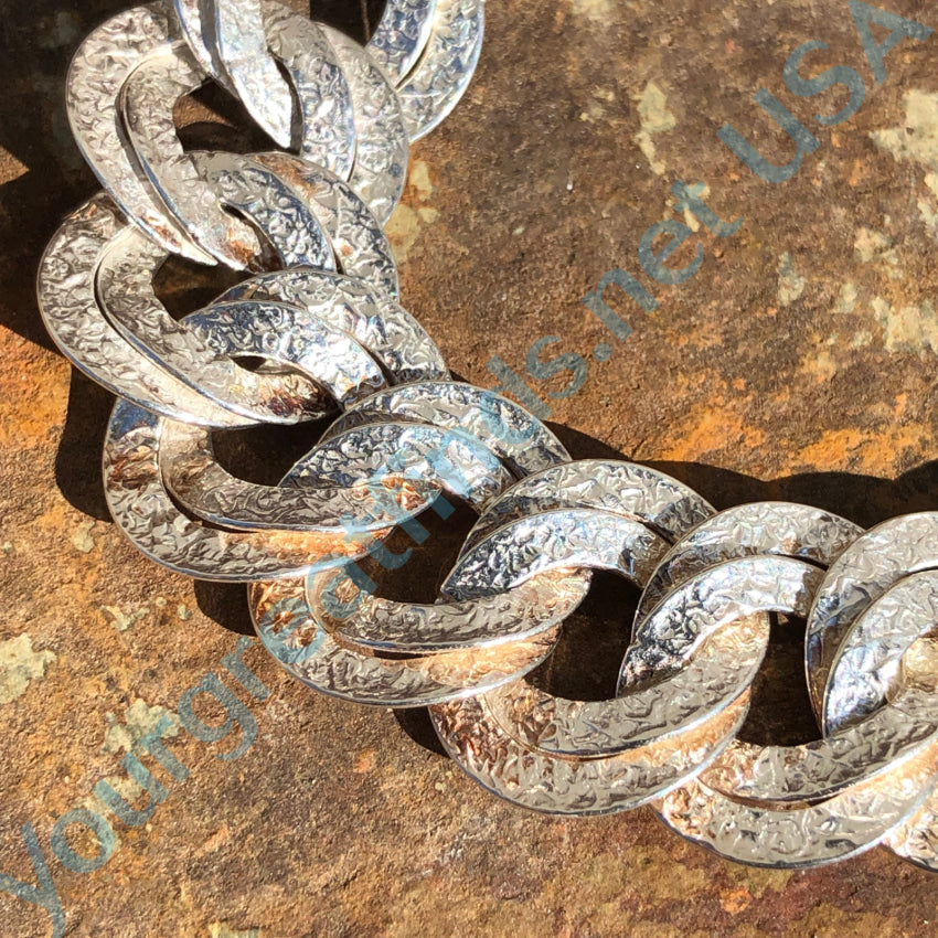 Stylish Sterling Silver Large Link Bracelet with Unique Texture - Perfect for Everyday Wear & Special Occasions