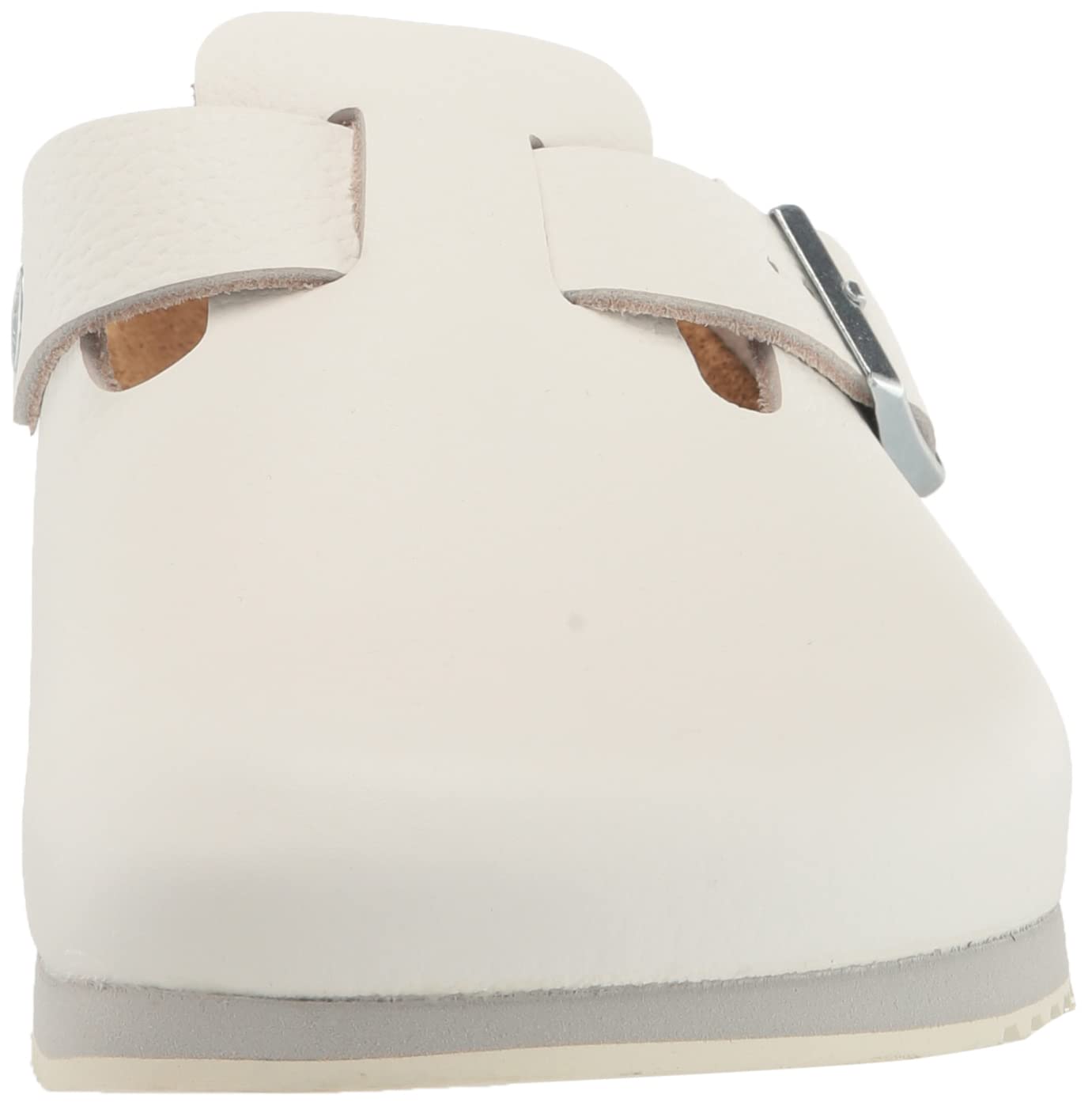 Birkenstock Boston Unisex Leather Clogs - White, EU 35 (US Women's 4-4.5) | Comfortable Slip-On Shoes for Home, Office & Casual Wear