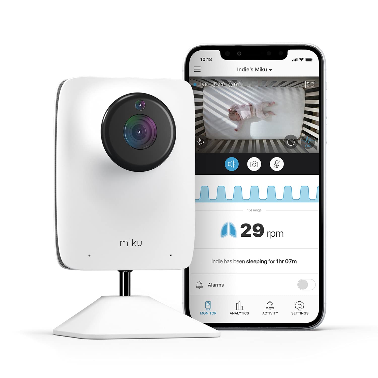 Miku Smart Baby Monitor with Breathing & Sleep Tracking for Home Safety