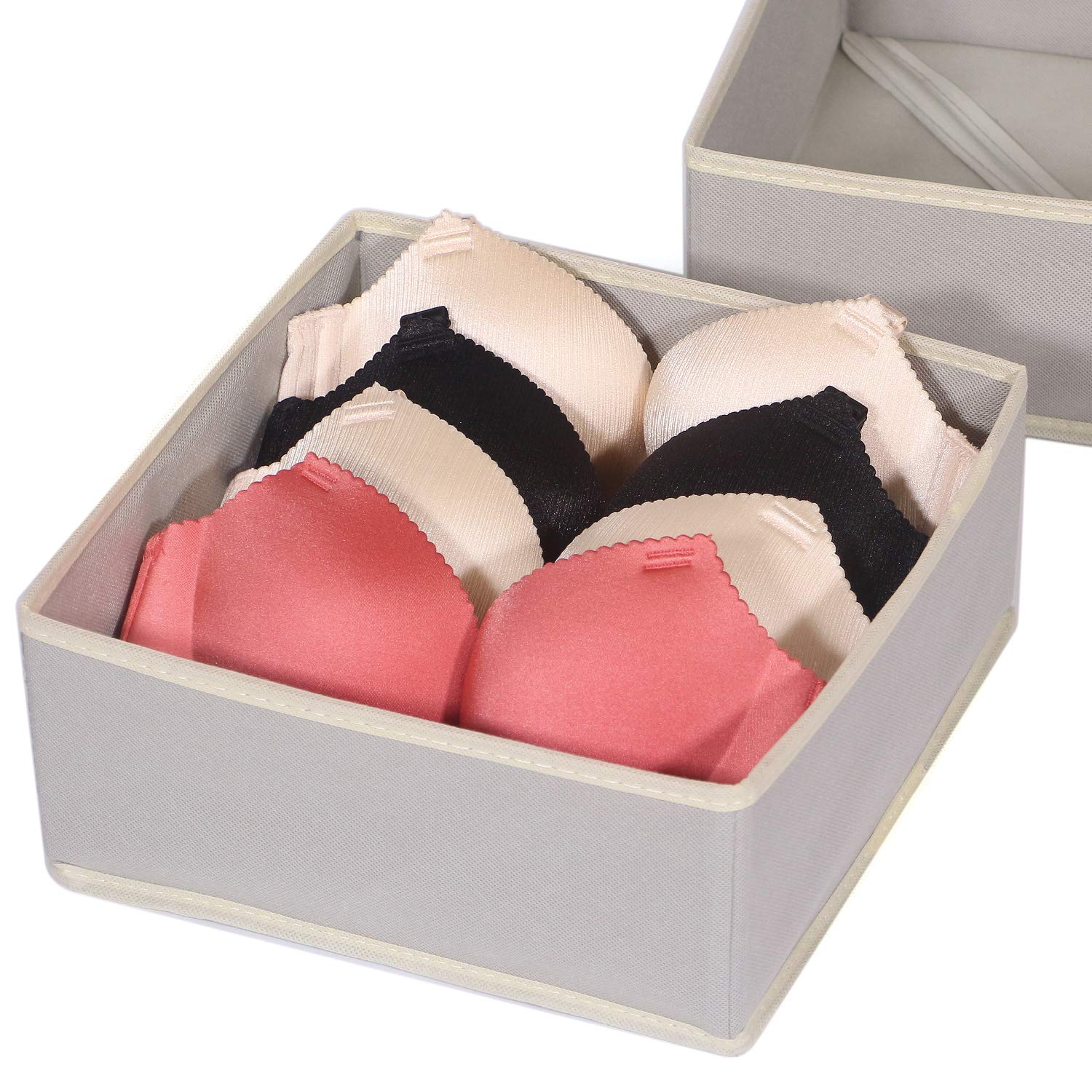 DIOMMELL Foldable Fabric Storage Box - 4-Pack Grey Closet Organizer for Clothes, Underwear, Bras & Socks | Space-Saving Dresser Drawer Divider | Perfect for Bedroom, Nursery & Dorm Organization