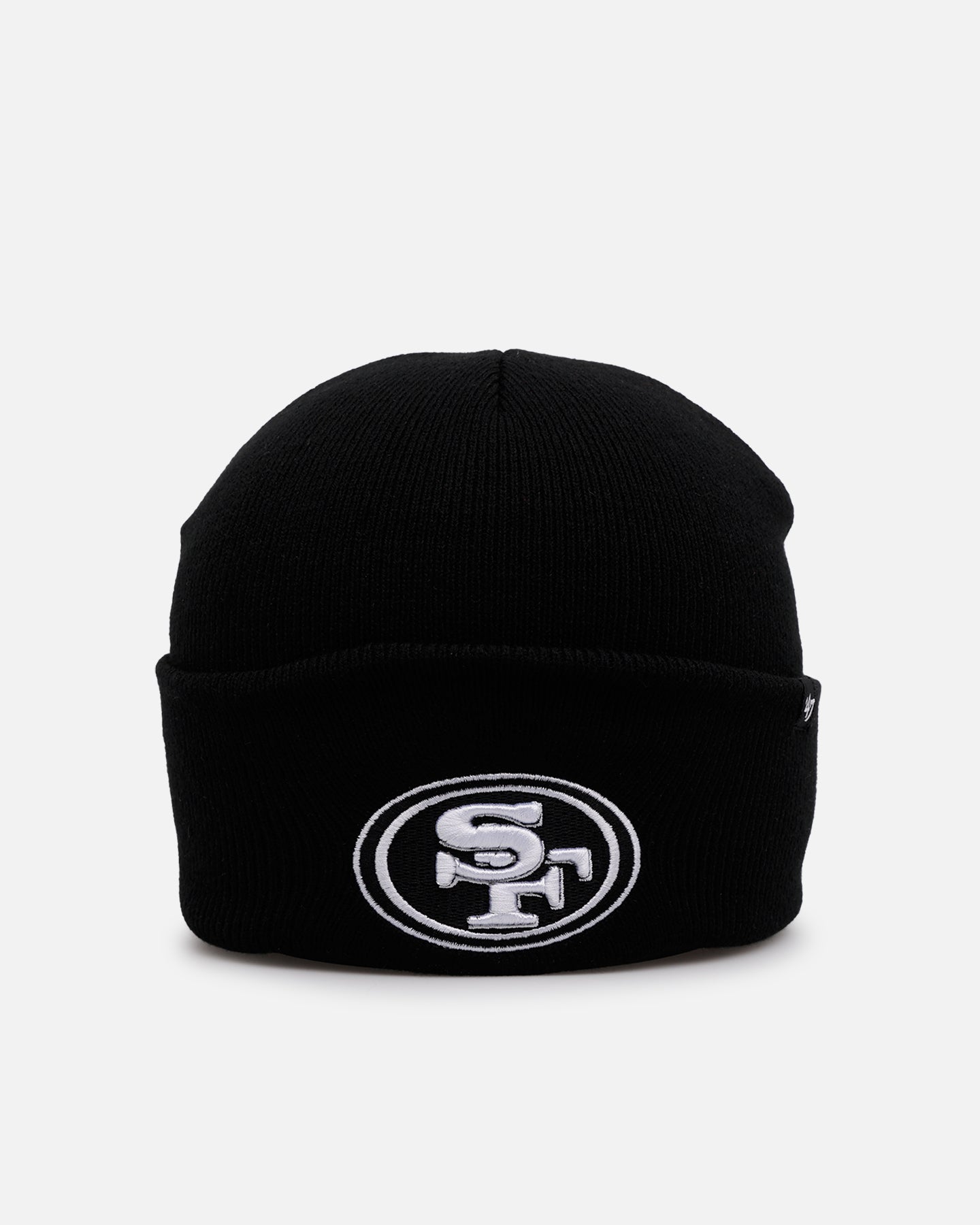 47 Brand San Francisco 49ers Haymaker Cuff Knit Beanie - Black/White NFL Team Logo Winter Hat for Men & Women - Perfect for Football Games, Cold Weather & Outdoor Activities