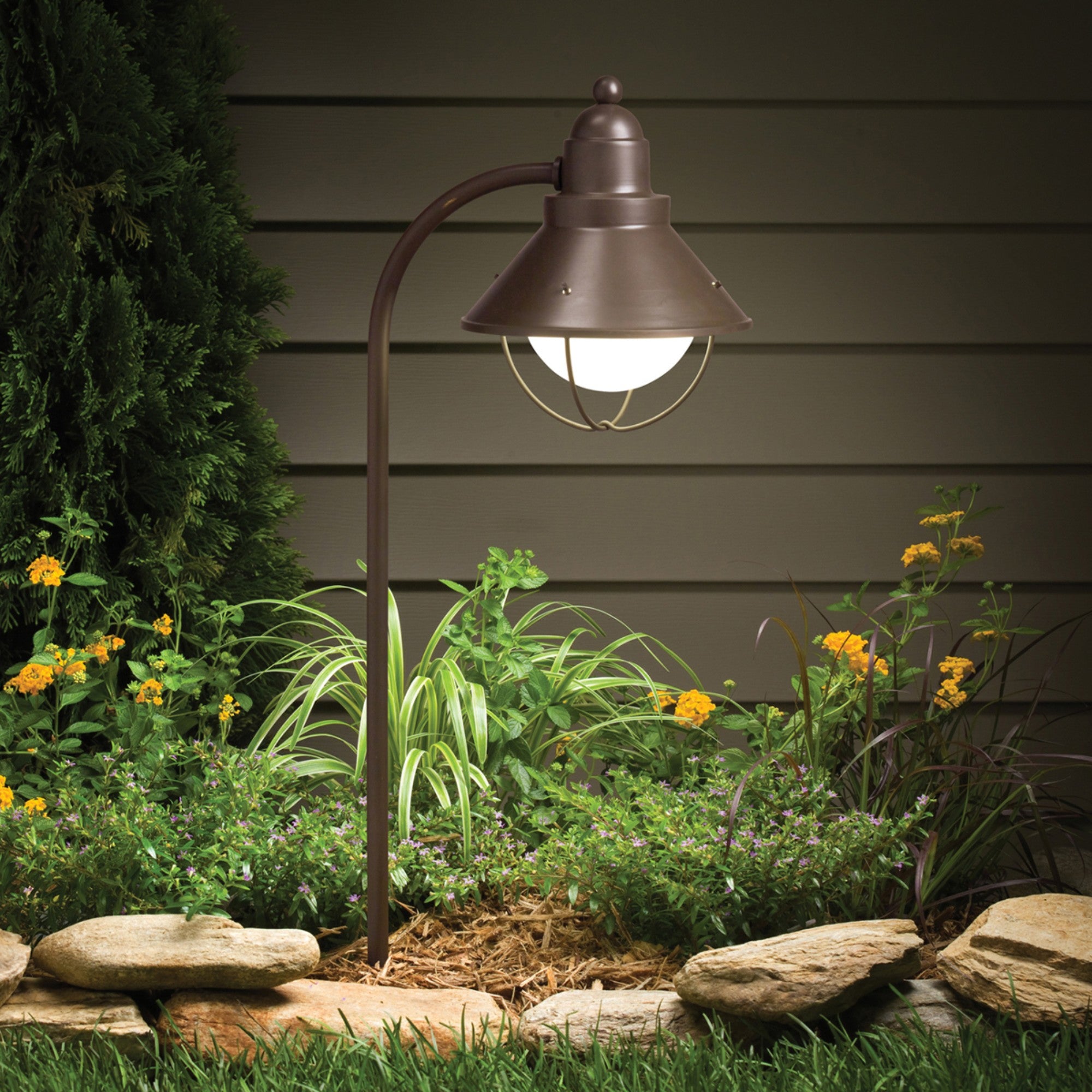 120V Marine Lantern Path Light - Olde Bronze Finish, Waterproof Outdoor Lighting for Dock, Garden & Walkway