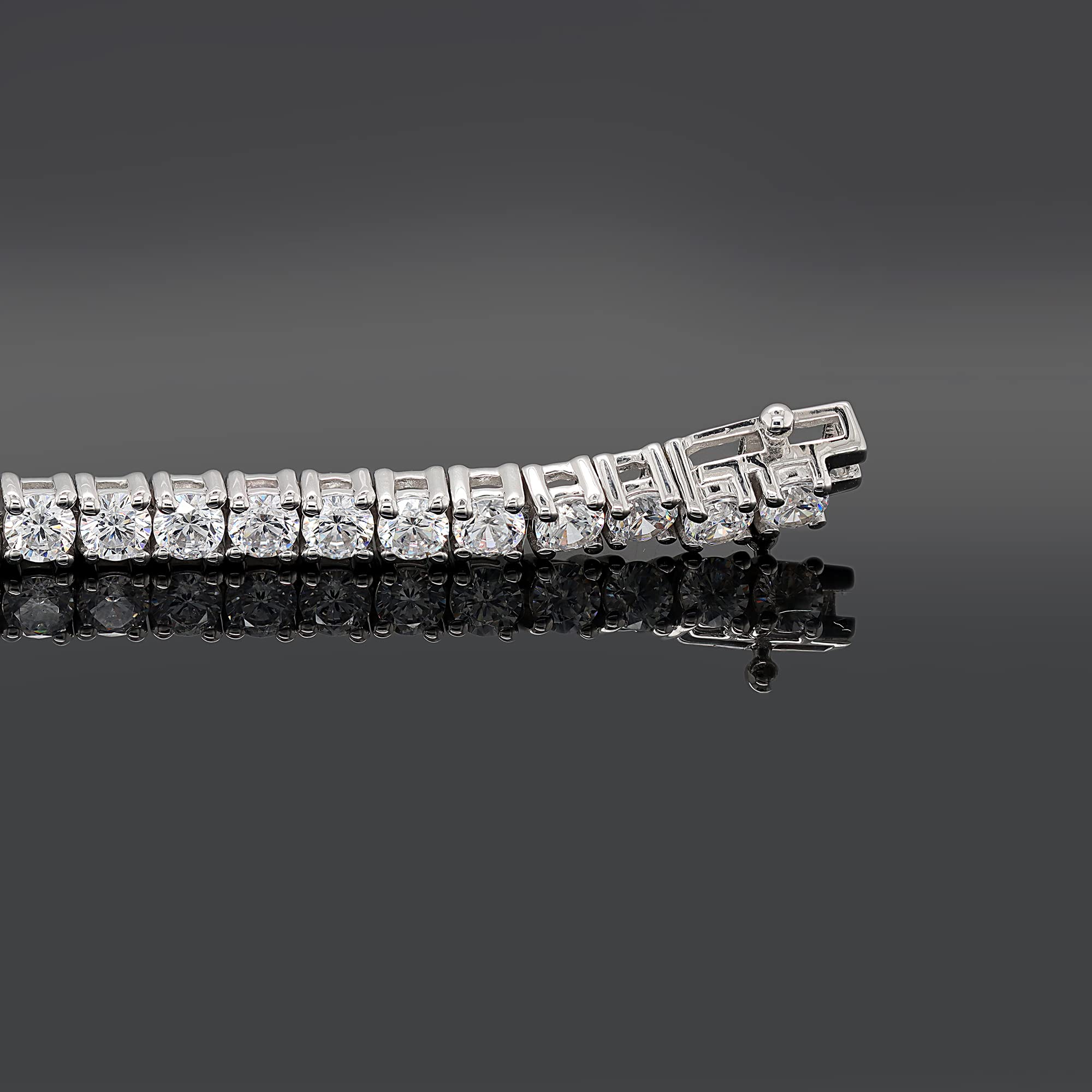 3MM Simulated Diamond Tennis Bracelet for Women - 14K White Gold Plated 925 Sterling Silver, 7 Inch VVS1 Clarity, 5.50 Carat White Color - Perfect for Weddings, Parties & Special Occasions