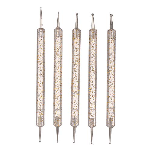 5Pcs Nail Art Dotting Pen Set - UV Gel & Acrylic Nail Painting Tools with Rhinestone Crystal Handles for Salon & Home Manicure | Perfect for Nail Design, DIY Art & Professional Nail Decoration