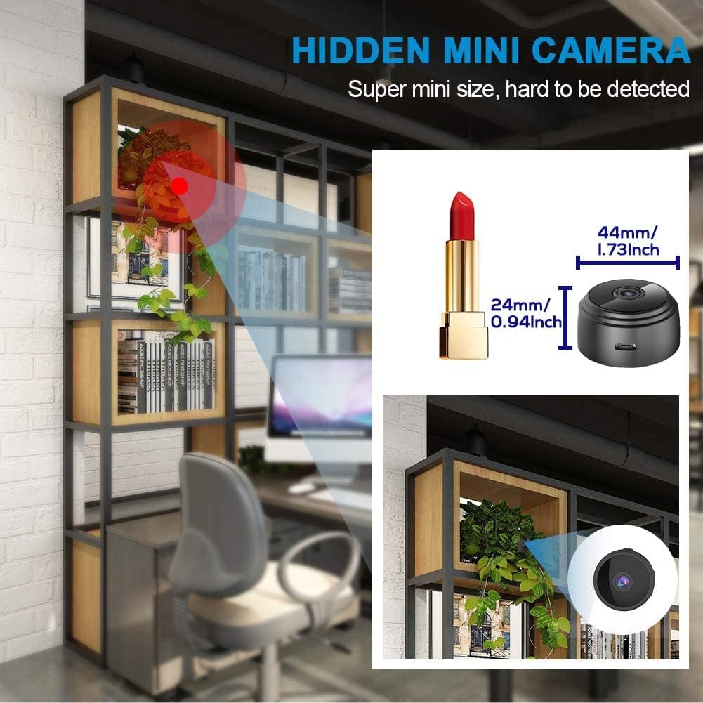 Aatif.L 2024 Hidden Camera Detector - Mini Spy Camera & Baby Monitor with 1080P HD, WiFi Connectivity, Night Vision - Wireless Indoor Security Camera for Home, Office & Car Surveillance | Perfect for Nanny Monitoring, Elderly Care & Property Protection