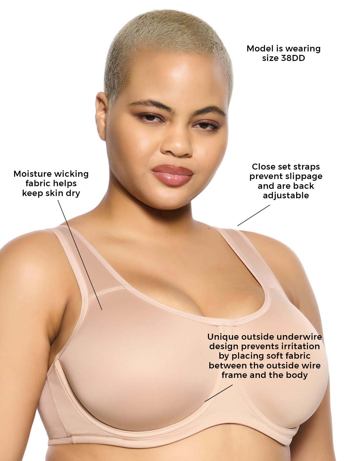 Felina Paramour Body X Underwire Sports Bra - High Support Workout Bra for Women, Comfortable & Breathable for Running, Yoga, Gym & Active Lifestyle