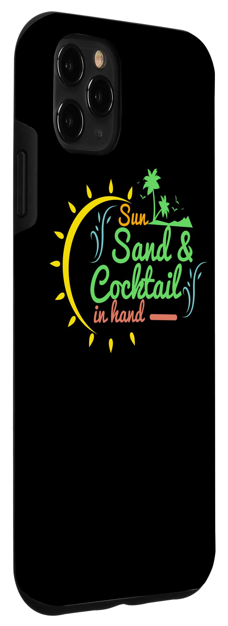 iPhone 11 Pro Max Case - Premium Shockproof Beach Design with Sun, Sand & Cocktail Print | Perfect for Vacation, Summer Travel & Outdoor Adventures