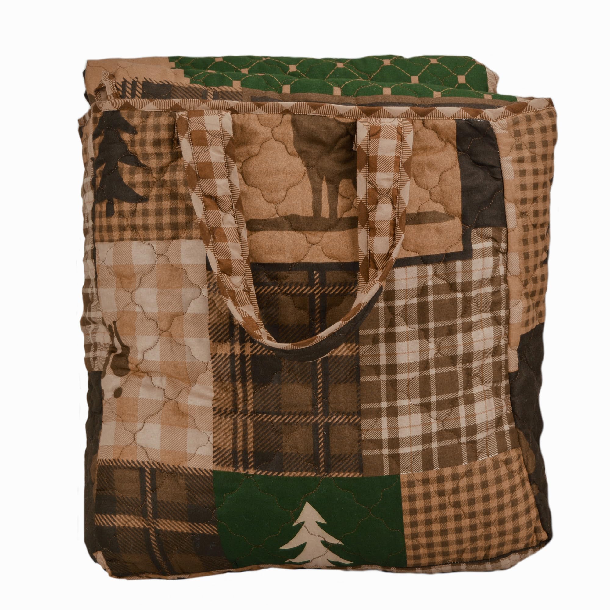 **Donna Sharp Twin Bedding Set - 2 Piece Green Forest Lodge Quilt Set with Twin Quilt & Standard Pillow Sham - Machine Washable - Cozy Cabin & Bedroom Decor**