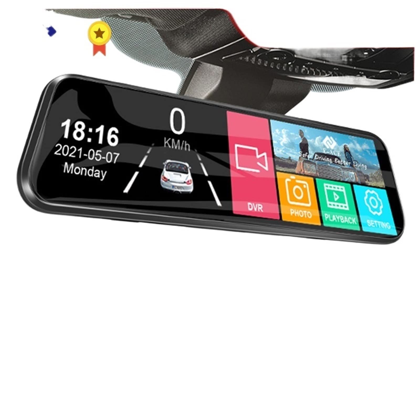 Tantisy E-ACE 9.66 Inch Touch Screen Car DVR Mirror Dash Cam - 1080P Dual Lens Dash Camera with Streaming, Night Vision & Parking Mode | Perfect for Uber/Lyft Drivers, Road Trips and Vehicle Security