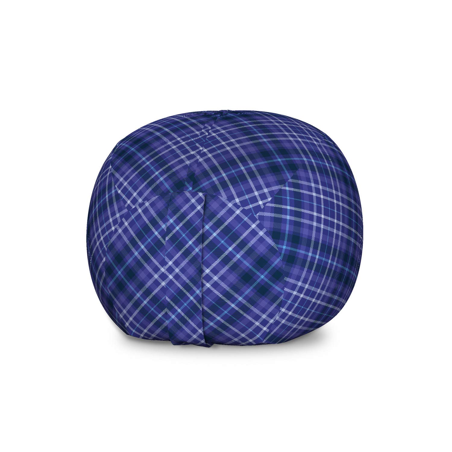 Ambesonne Geometric Toy Storage Bag Chair - Large Washable Plaid Pattern Organizer for Stuffed Animals in Indigo Violet Blue | Perfect for Kids' Room, Playroom & Nursery Organization