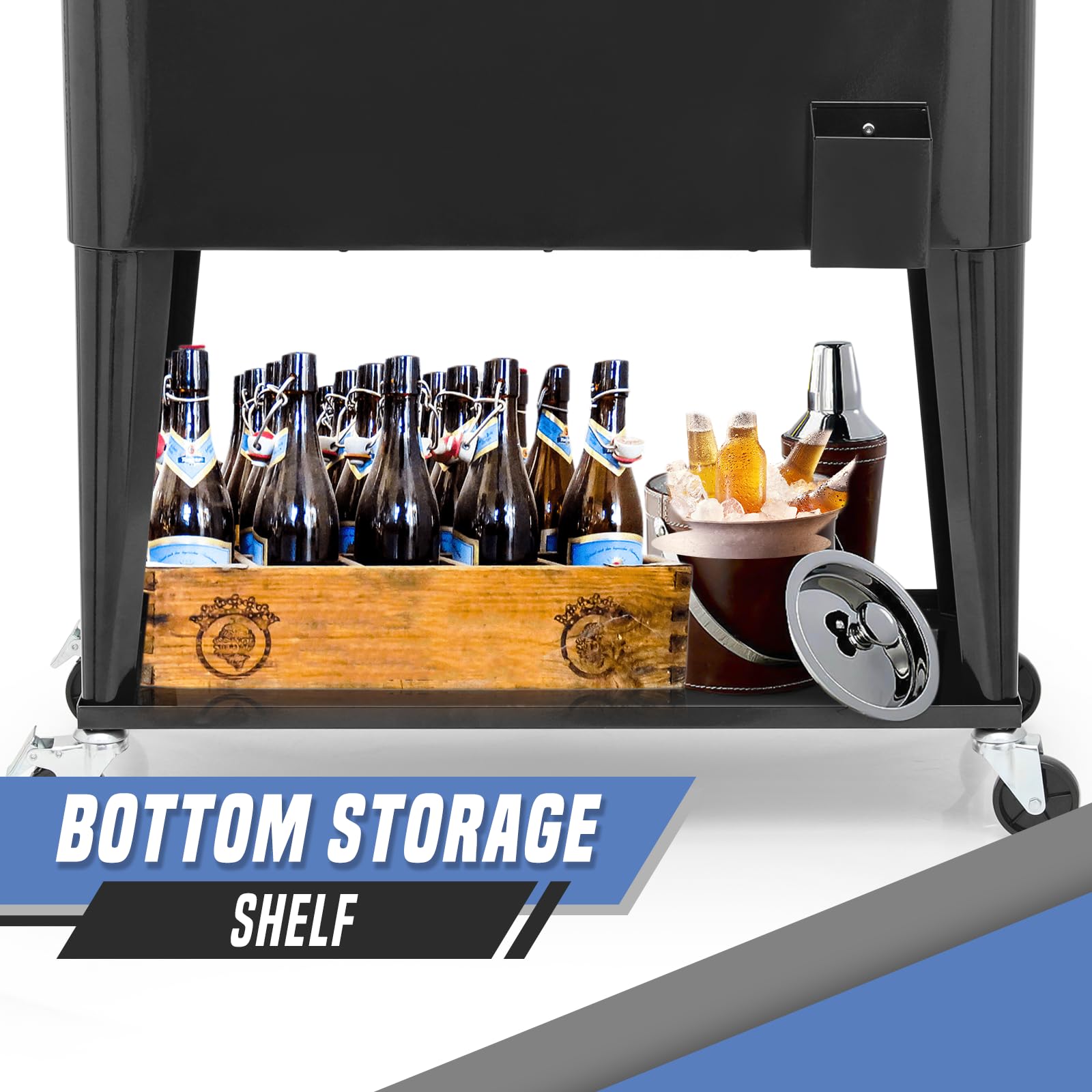 80 Quart Rolling Cooler with Wheels - Heavy Duty Alloy Steel Ice Chest for Outdoor, Camping, Beach, Picnic & Backyard Parties - Perfect for BBQs, Tailgating & Summer Gatherings