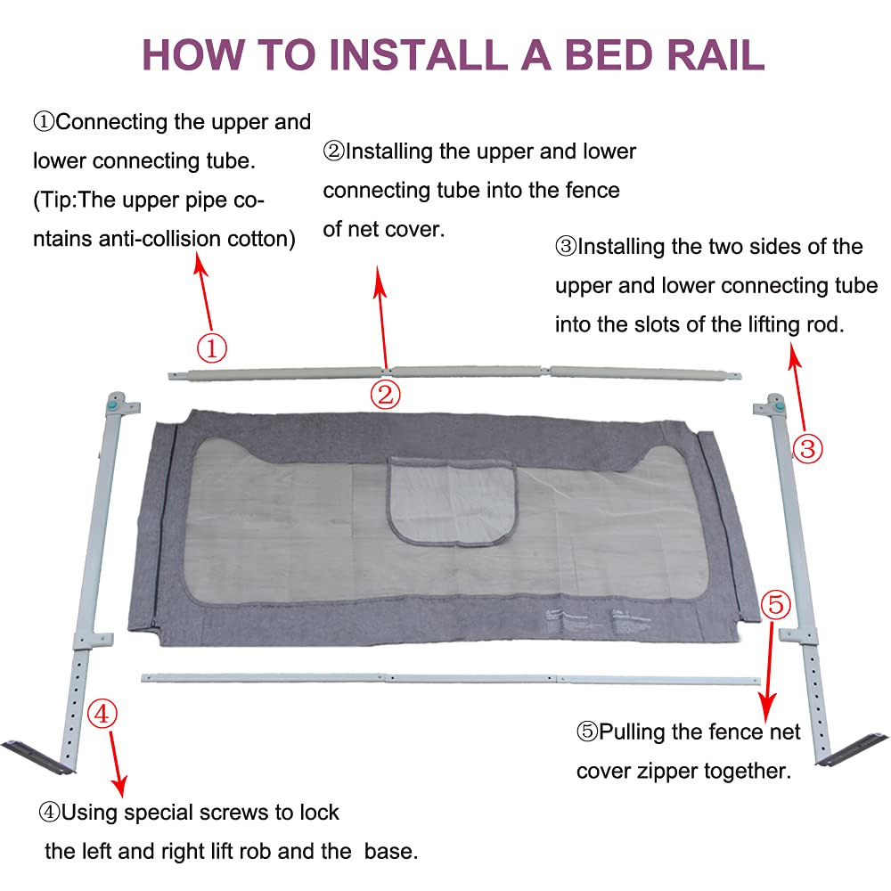 LSBOD Toddler Bed Rail Guard - Safety Bed Rail for Kids (59