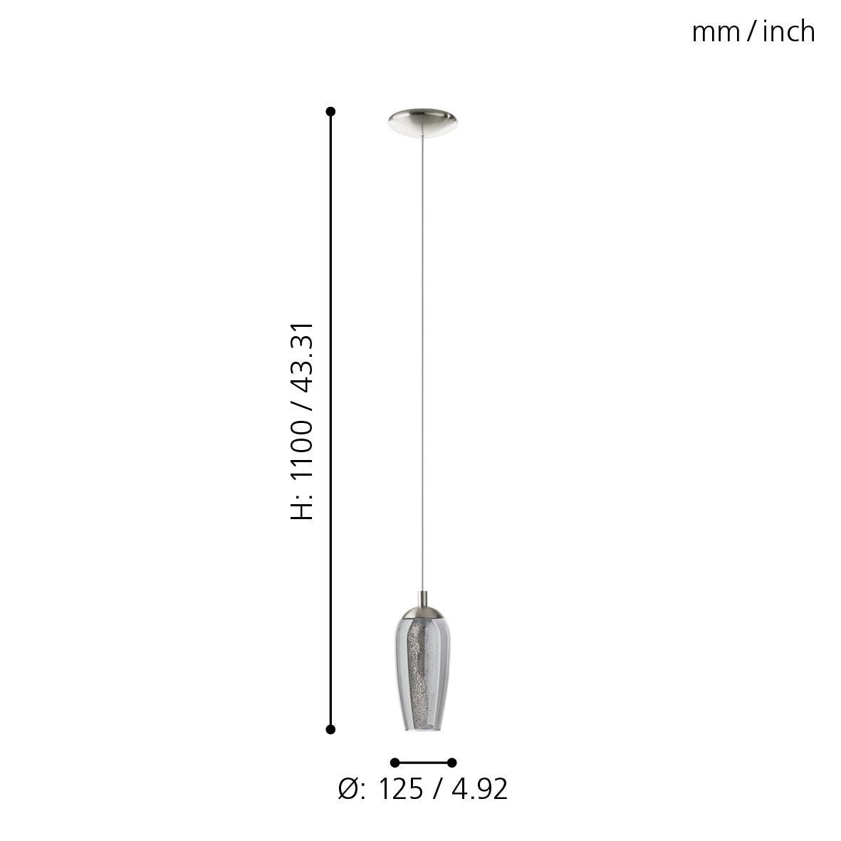 Eglo Farsala Modern Ceiling Light Fixture - Smoked Black & Clear Glass Pendant Lamp for Dining Room, Kitchen Island, or Bedroom Lighting