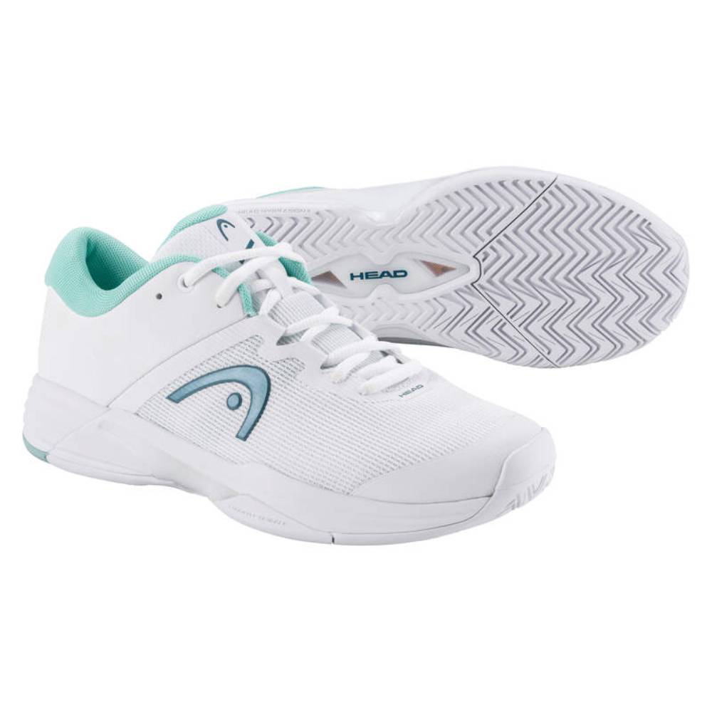 Head Revolt Evo 2.0 Women's Tennis Shoes - Lightweight Performance Court Shoes for Women in White/Turquoise - Perfect for Tennis Training, Matches & Casual Wear