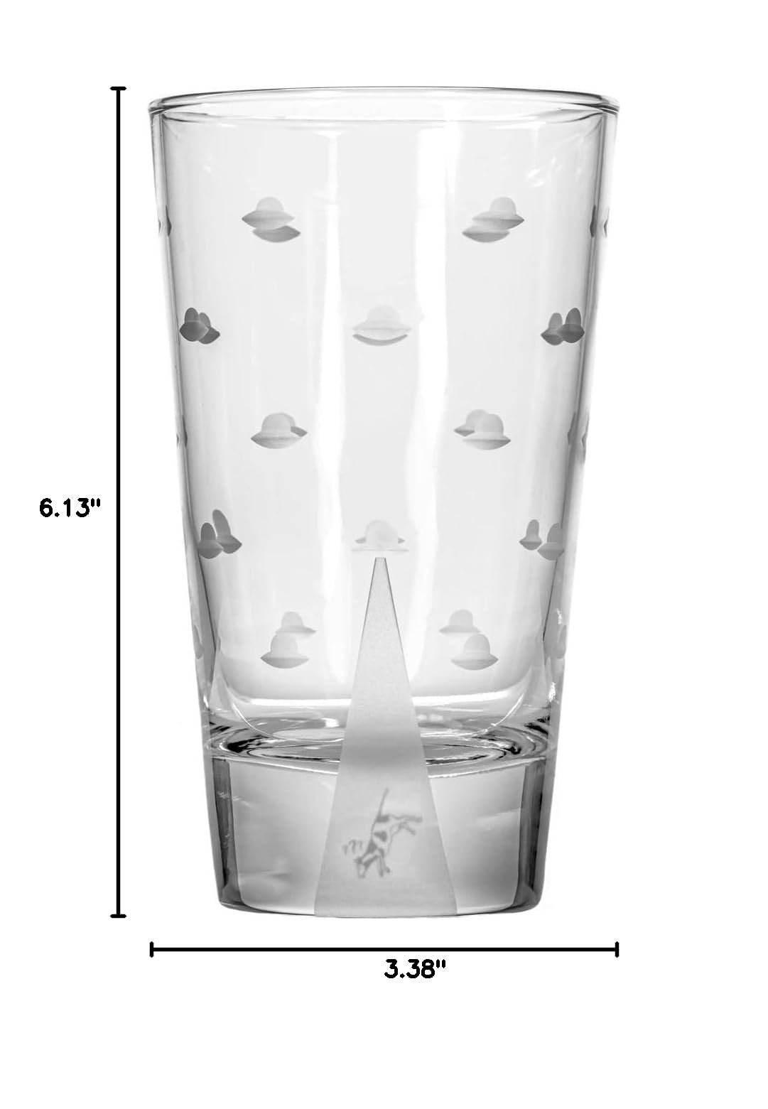 Premium Rolf Glass Mothership UFO Cow Highball Glasses Set of 4 – 15oz Lead-Free Engraved Drinking Glasses with Heavy Base – Handcrafted in USA – Perfect for Cocktails, Iced Coffee & Home Bar Decor