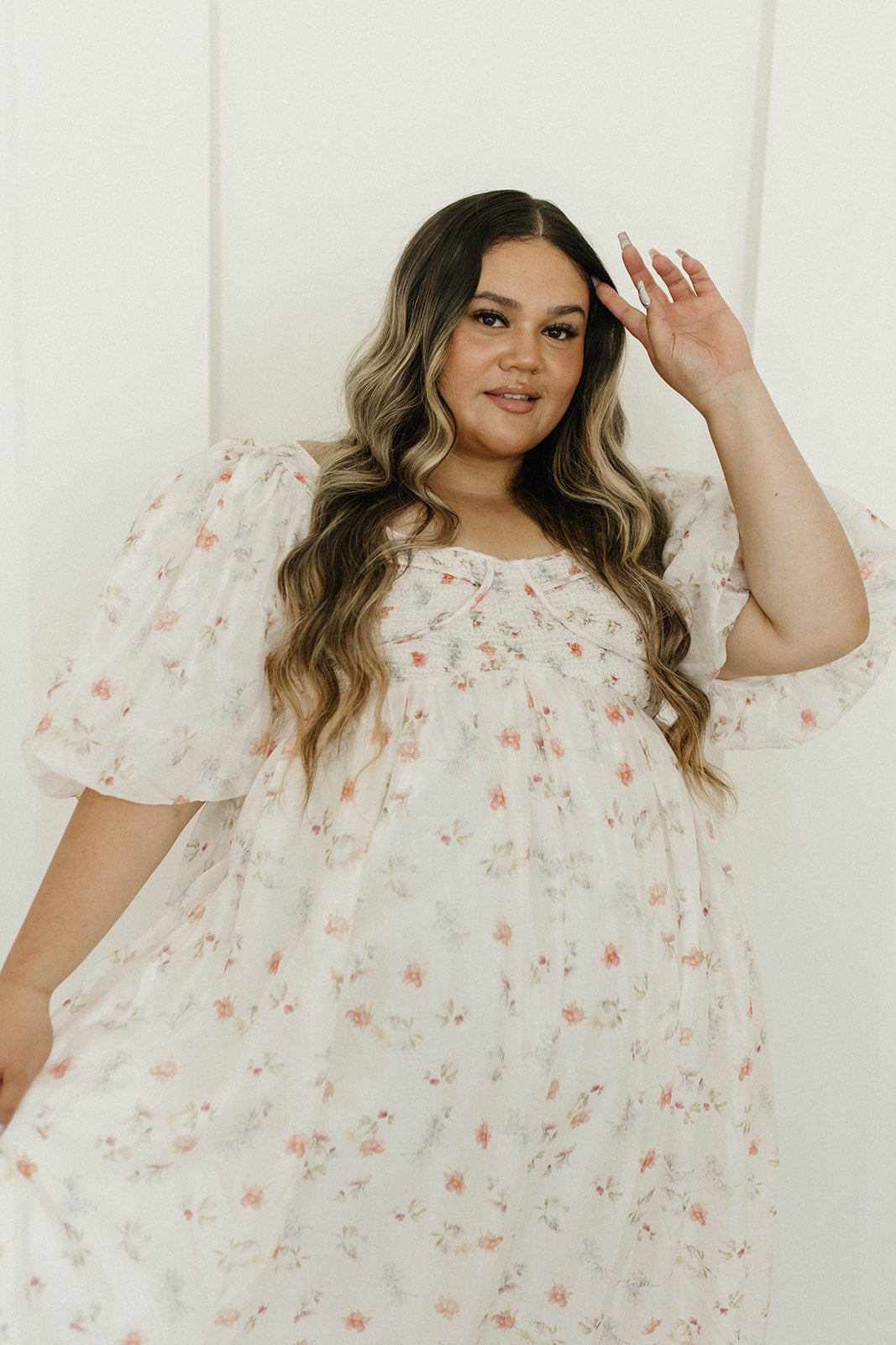 Harlow Maxi Dress - Tiny Pink Floral Print, Bump Friendly Maternity Dress, Inclusive Sizing S-3XL | Perfect for Summer Weddings, Beach Vacations & Casual Outings