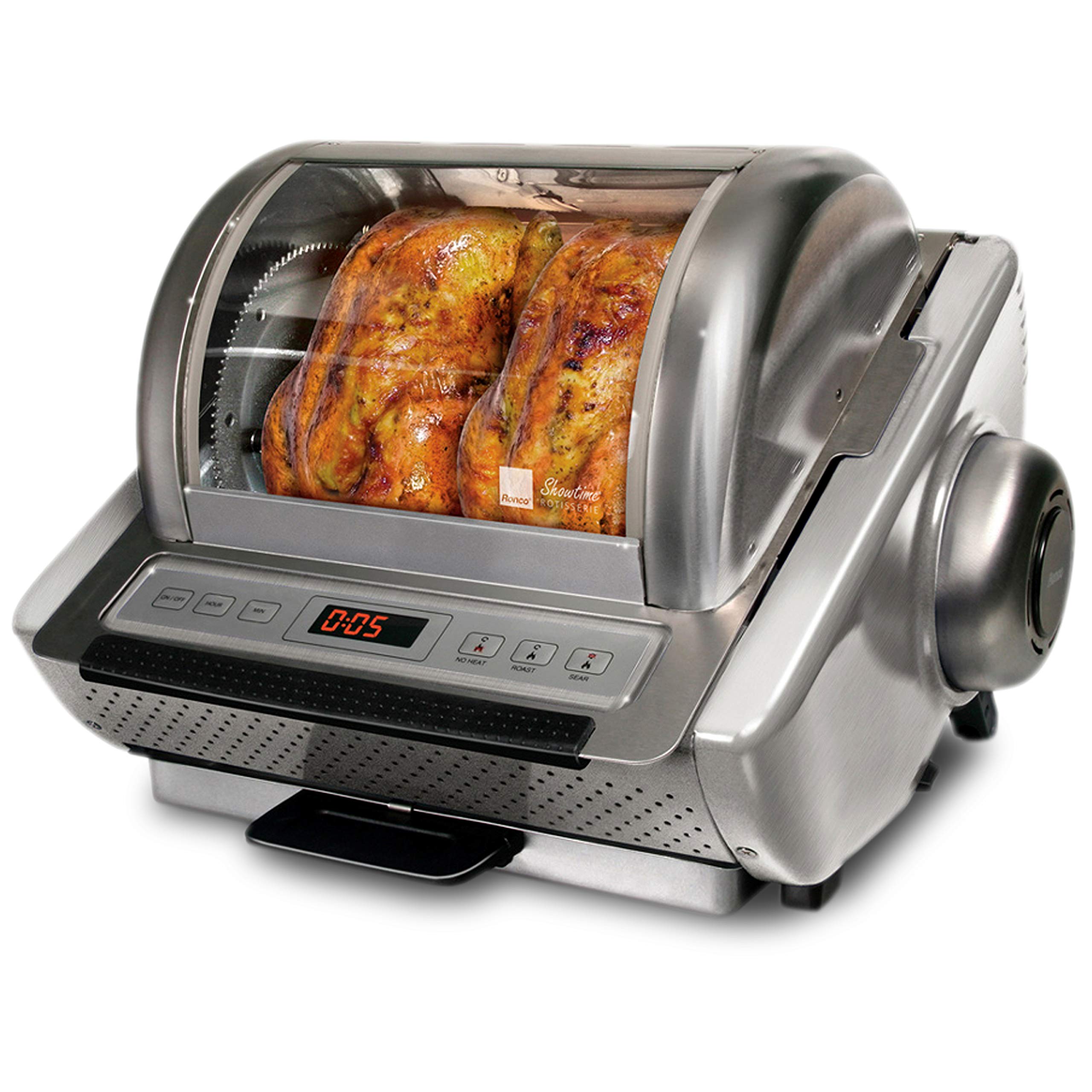 Ronco EZ-Store Rotisserie Oven - Large Capacity Stainless Steel Countertop Appliance for Perfect Roasted Chicken, Turkey, Pork & Burgers | 3 Cooking Modes: Roast, Sear & No Heat Rotation | Ideal for Home Cooking, Parties & Holiday Meals (Model ST5250STAIN)
