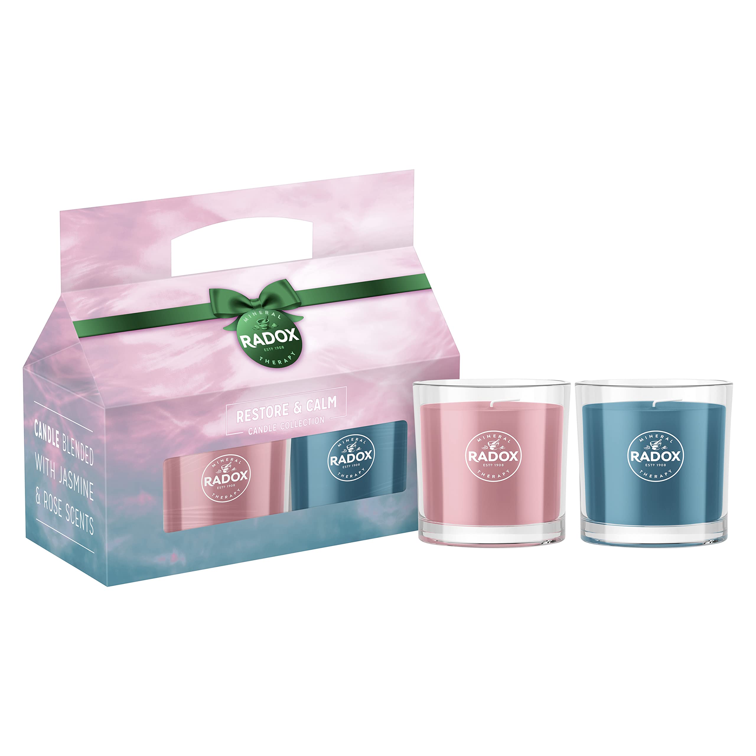 RADOX Restore & Calm Scented Candle Gift Set - 2 Pack with 30-Hour Burn Time, Aromatherapy Soy Wax Candles for Relaxation & Stress Relief - Perfect Spa Gift for Women, Home Decor & Romantic Ambiance