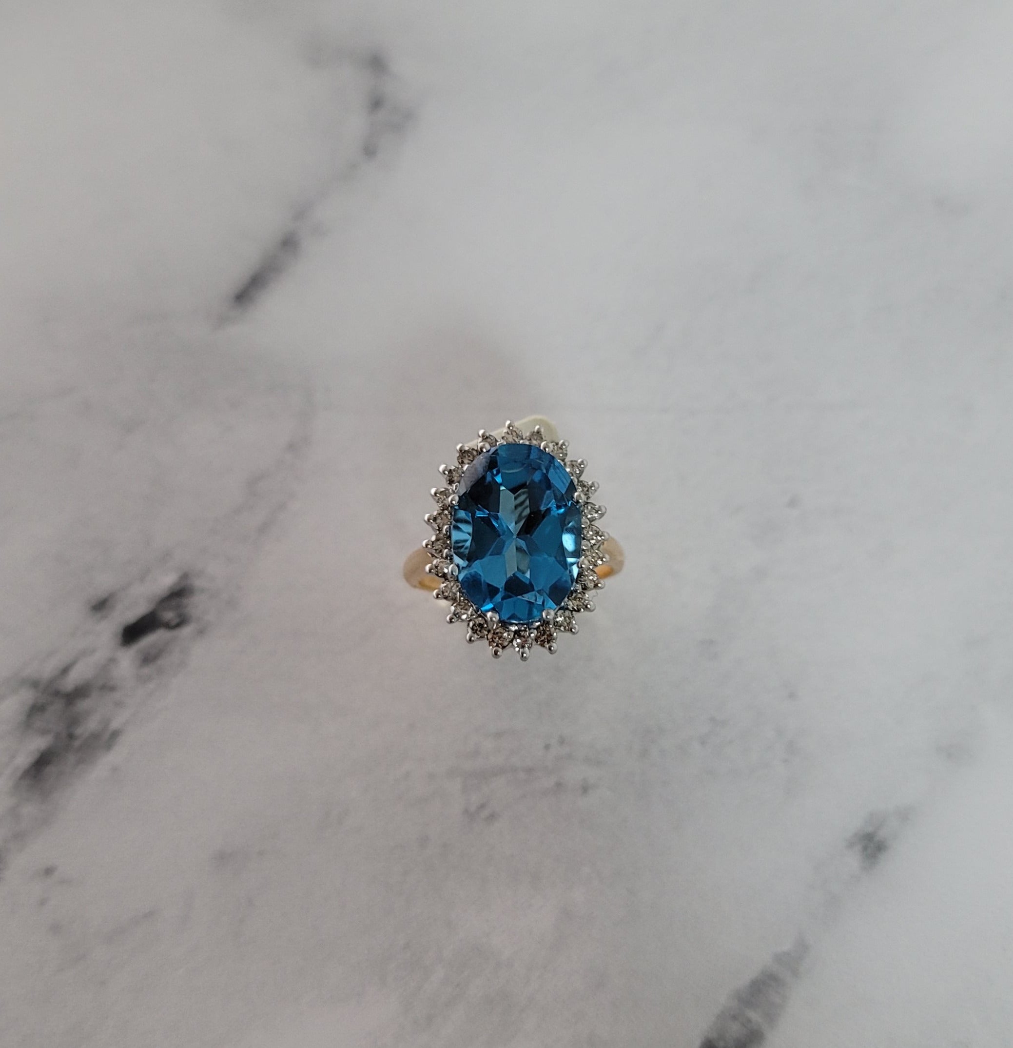7 Carat Blue Topaz Diamond Halo Engagement Ring - Elegant Wedding Proposal Jewelry for Her, Perfect Anniversary Gift & Promise Ring